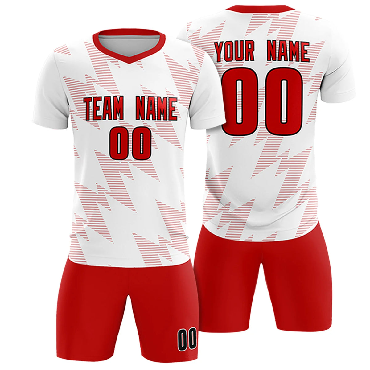 Custom White Red Quick Dry Training Uniform Soccer Sets Jersey