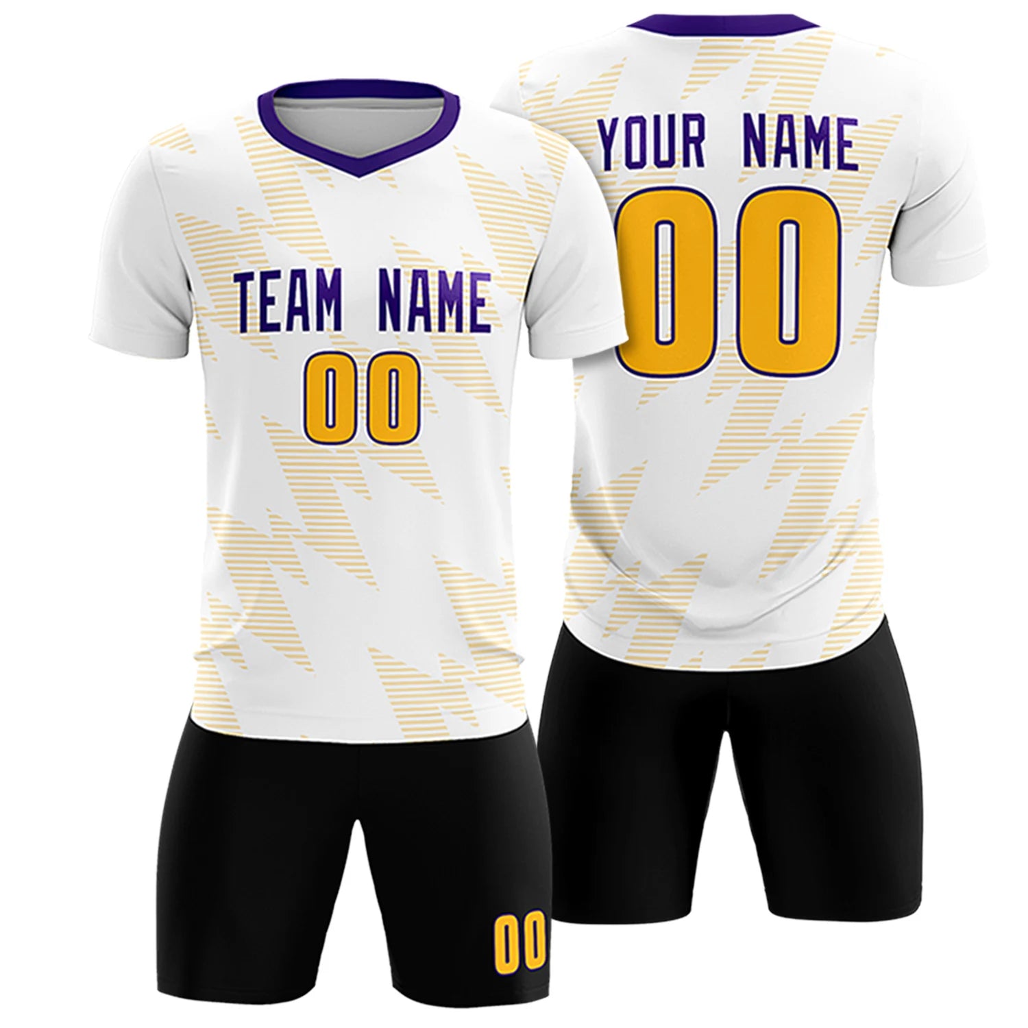 Custom White Yellow Quick Dry Training Uniform Soccer Sets Jersey