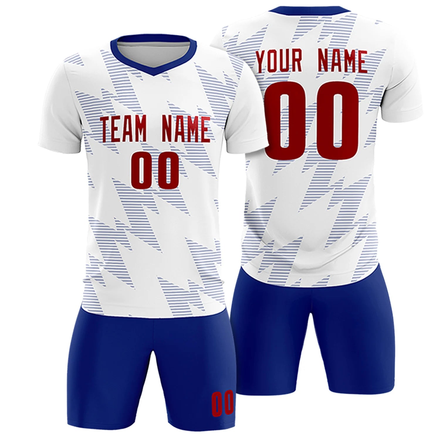 Custom White Royal Blue Quick Dry Training Uniform Soccer Sets Jersey