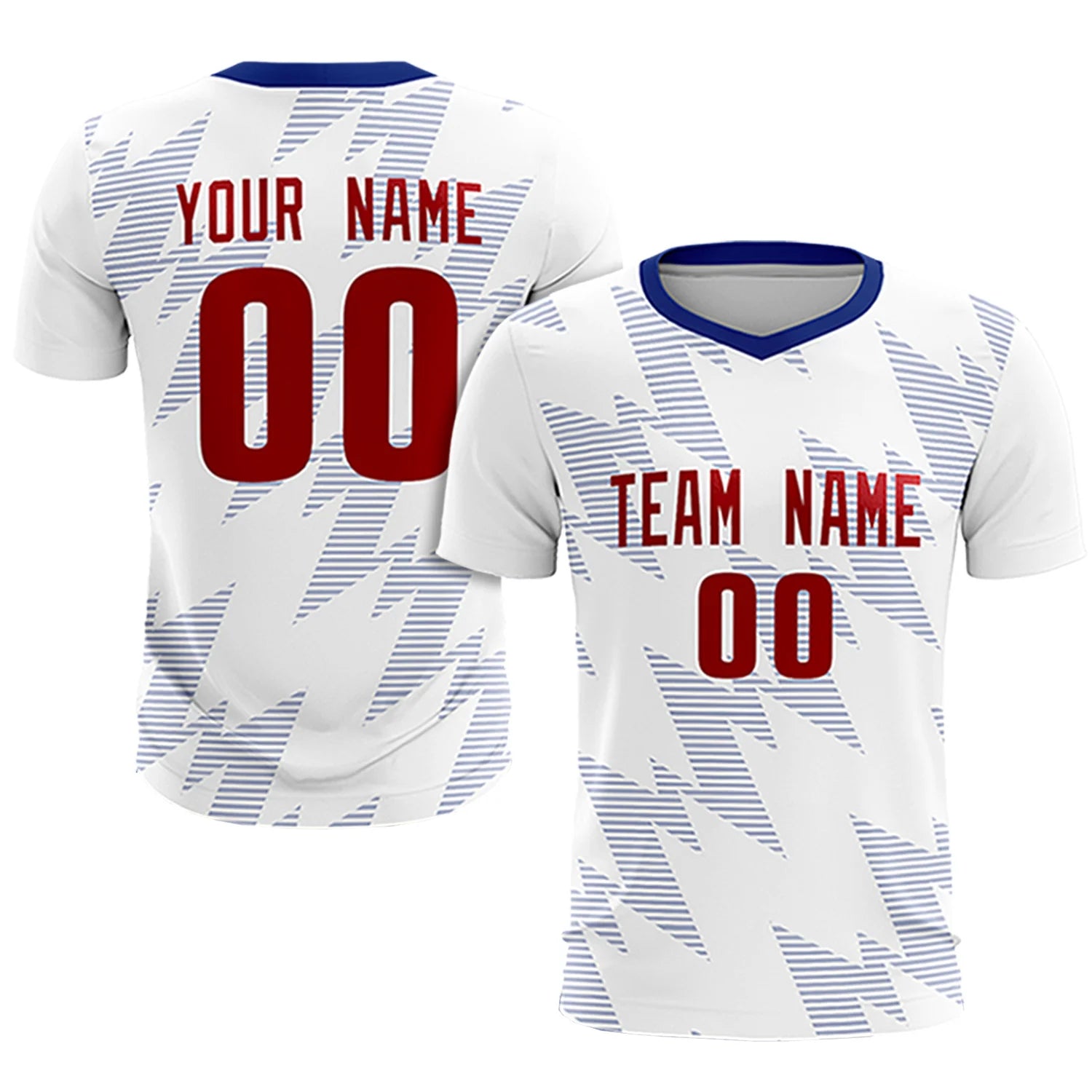 Custom White Royal Blue Quick Dry Training Uniform Soccer Sets Jersey