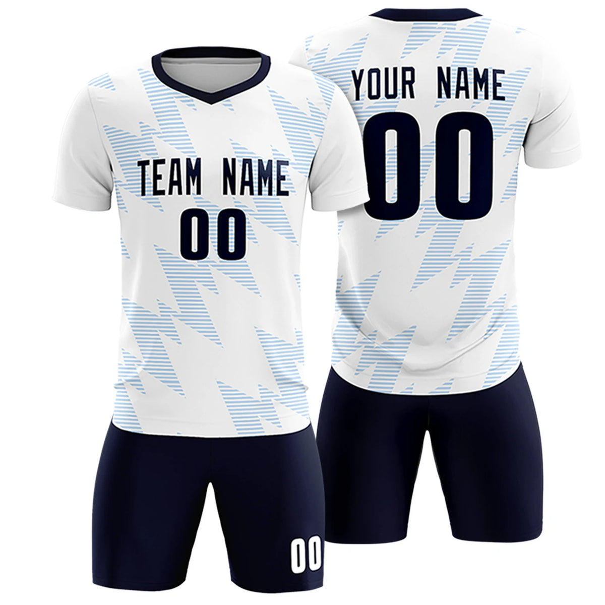 Custom White Light Blue Quick Dry Training Uniform Soccer Sets Jersey