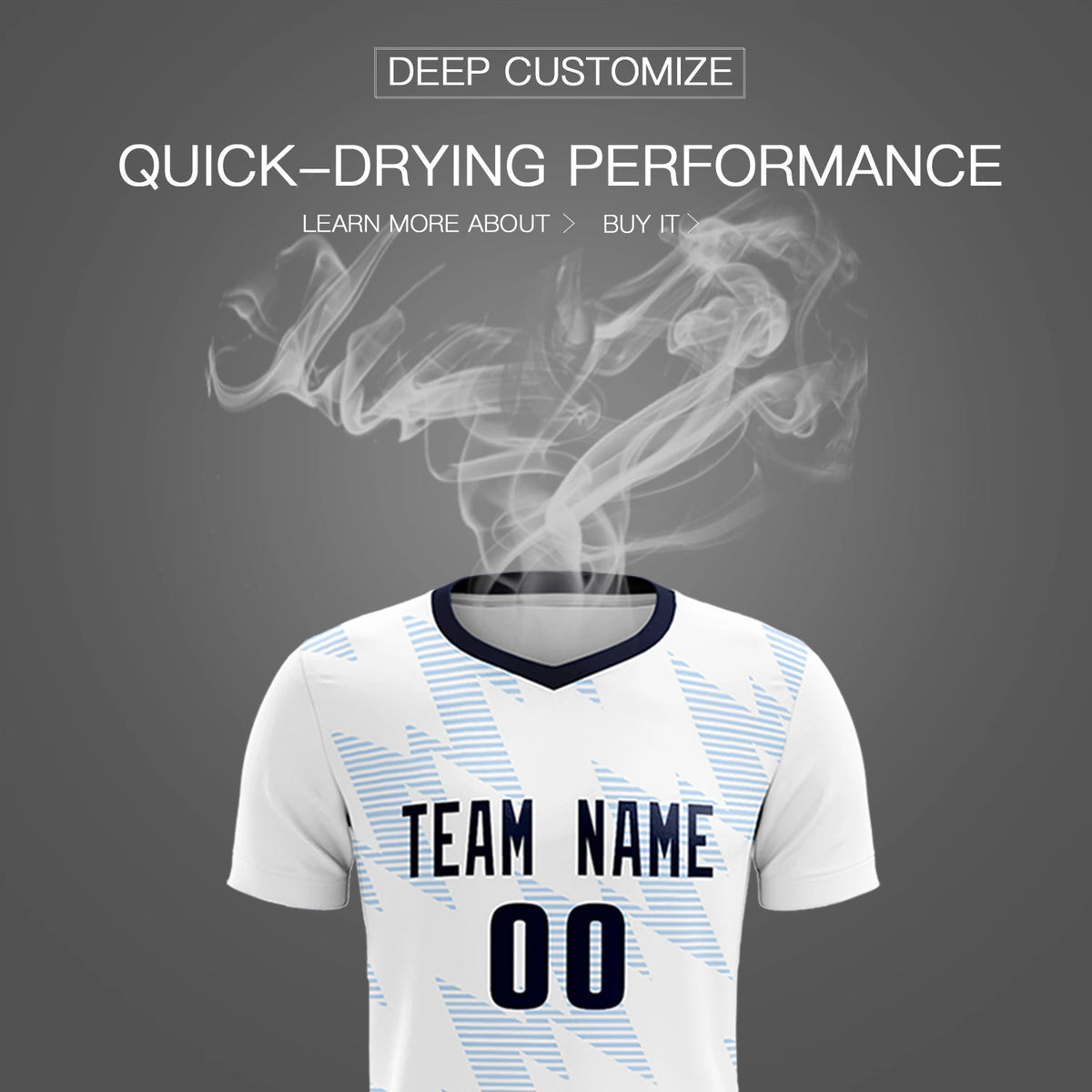 Custom White Light Blue Quick Dry Training Uniform Soccer Sets Jersey