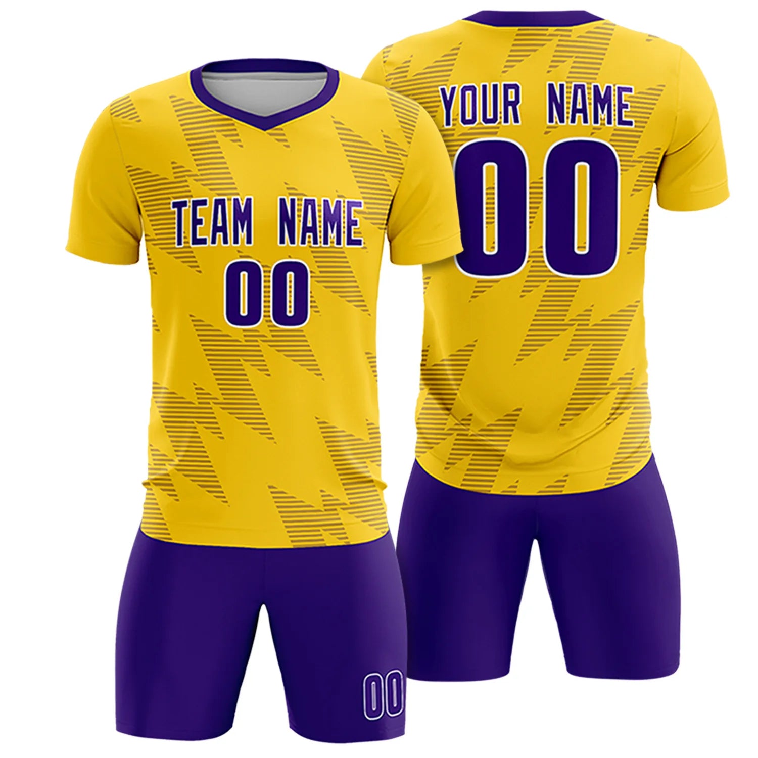 Custom Yellow Purple Quick Dry Training Uniform Soccer Sets Jersey