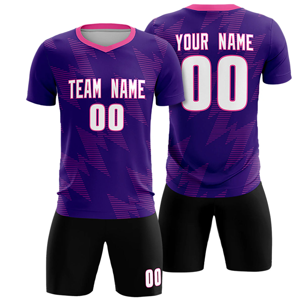 Custom Purple Pink Quick Dry Training Uniform Soccer Sets Jersey