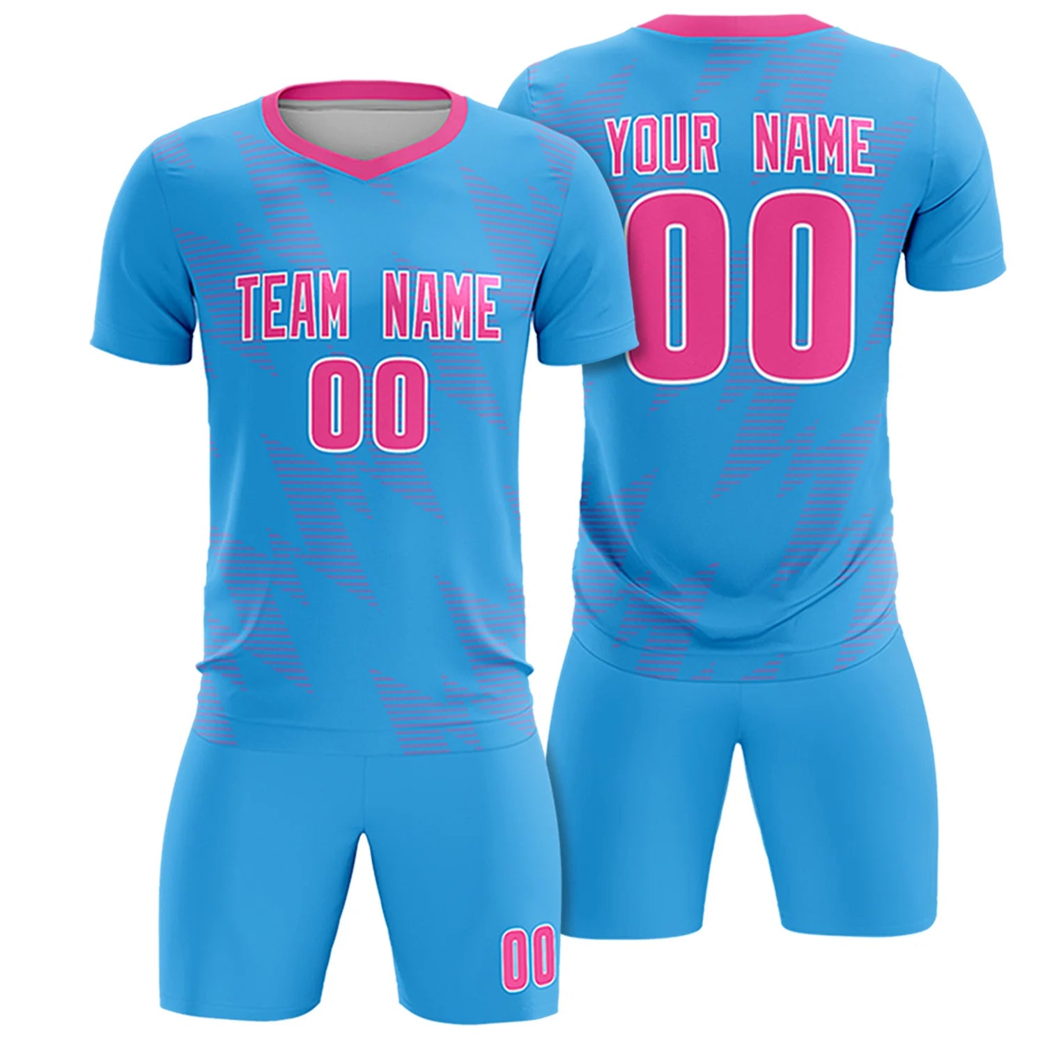 Custom Light Blue Pink Quick Dry Training Uniform Soccer Sets Jersey