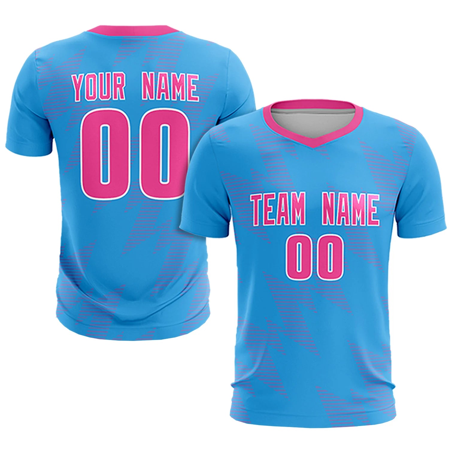 Custom Light Blue Pink Quick Dry Training Uniform Soccer Sets Jersey