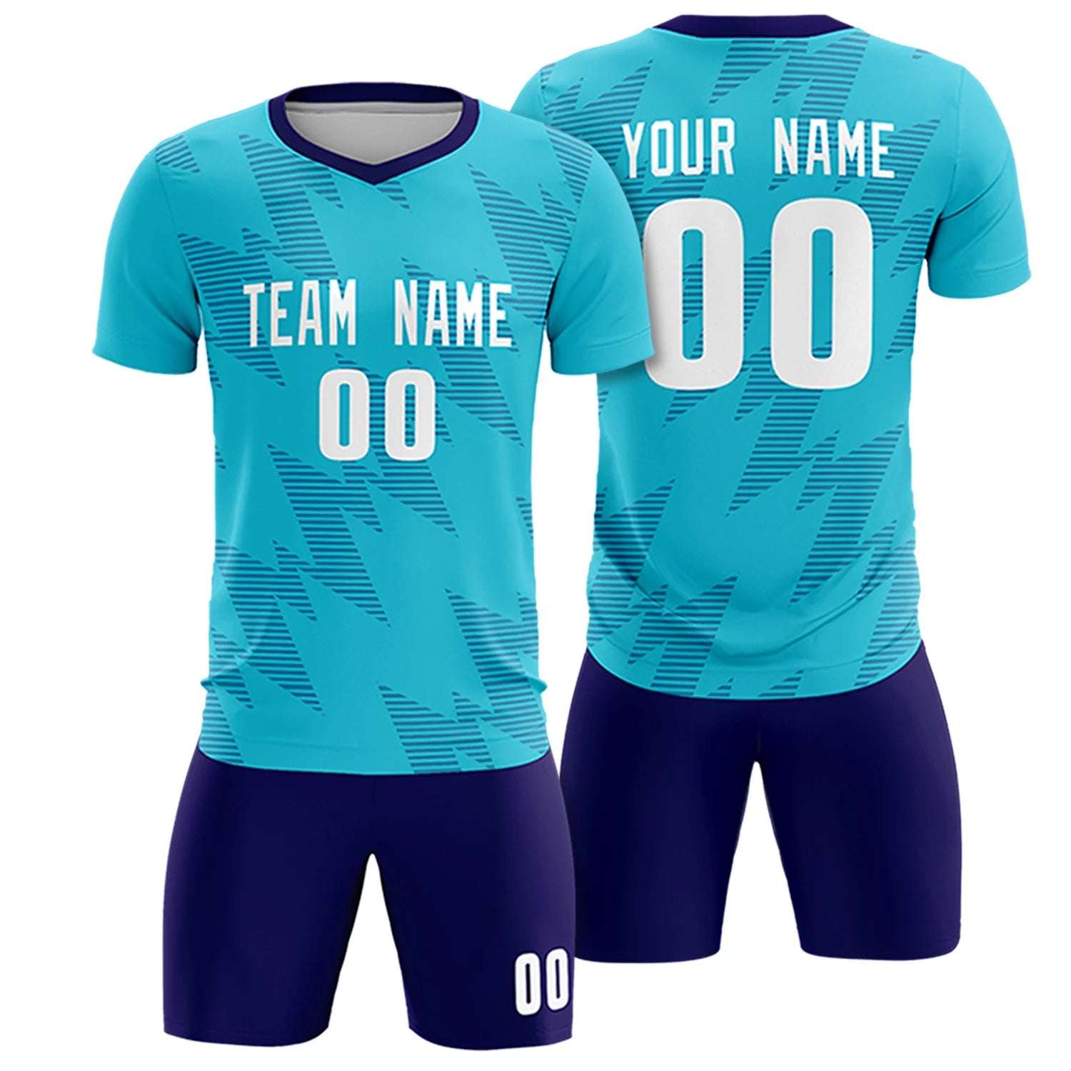 Custom Aqua Purple Quick Dry Training Uniform Soccer Sets Jersey