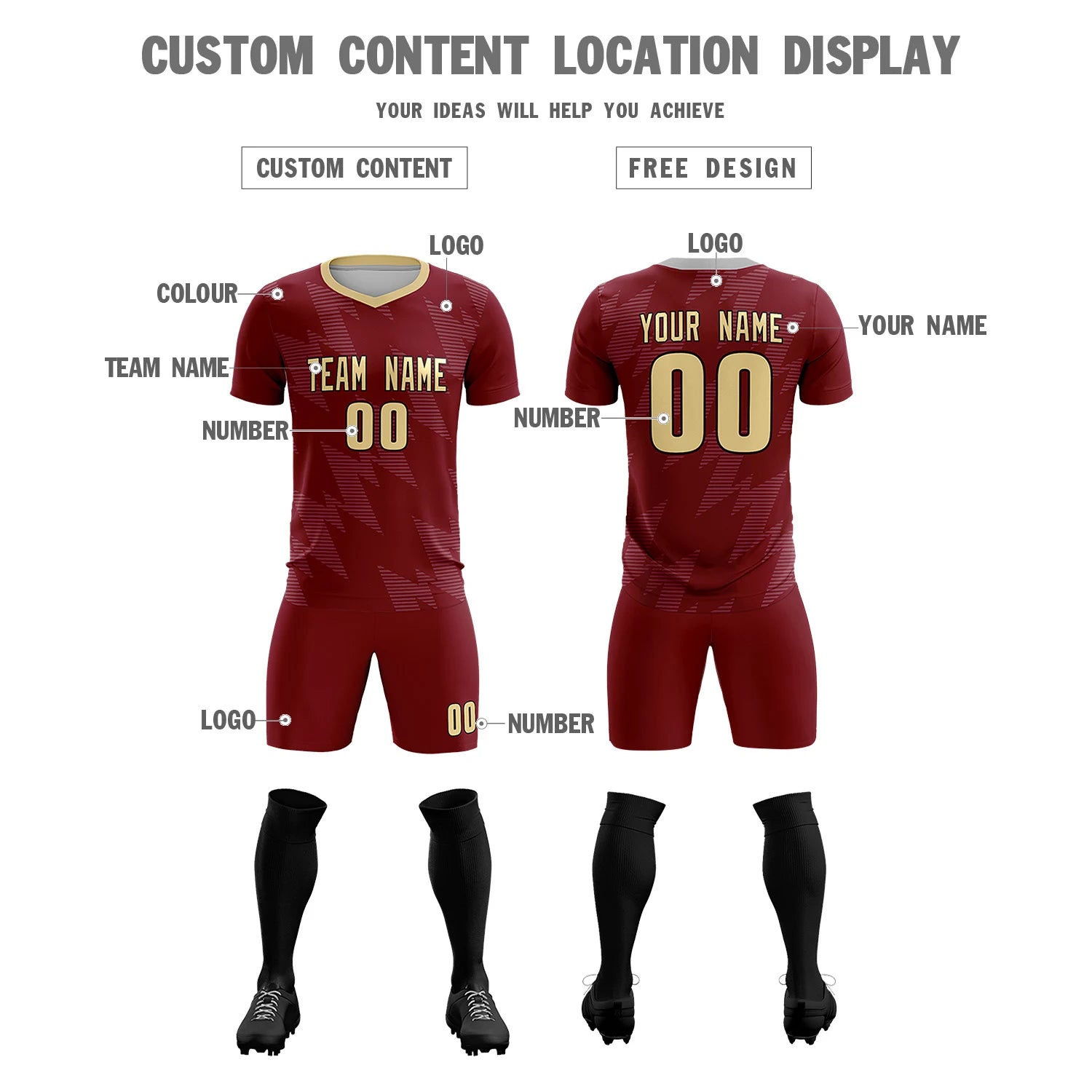 Custom Crimson Gray Quick Dry Training Uniform Soccer Sets Jersey