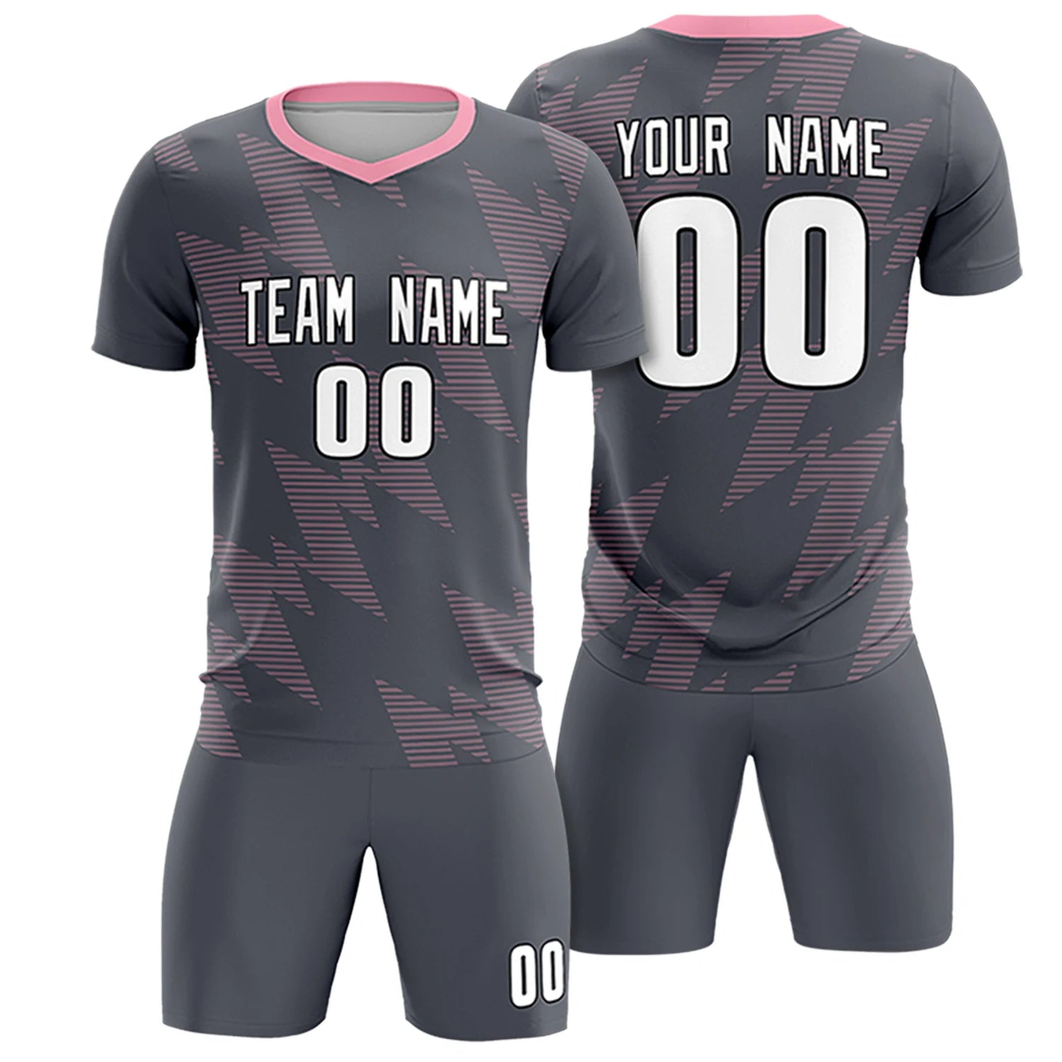 Custom Gray Light PiNK Quick Dry Training Uniform Soccer Sets Jersey