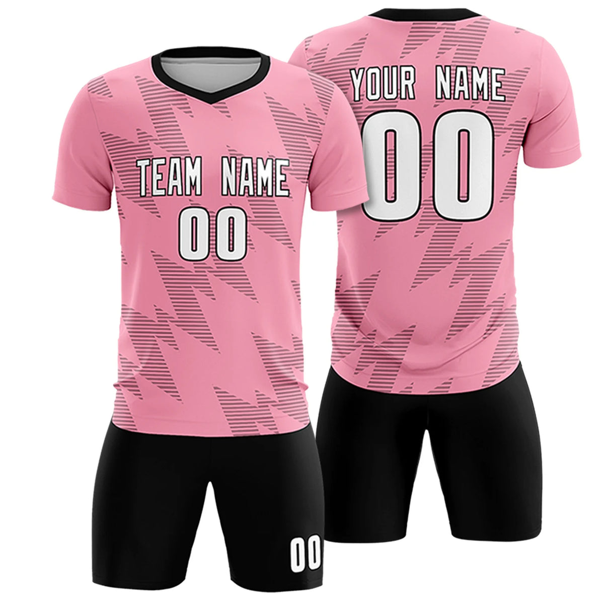 Custom Light Pink Black Quick Dry Training Uniform Soccer Sets Jersey