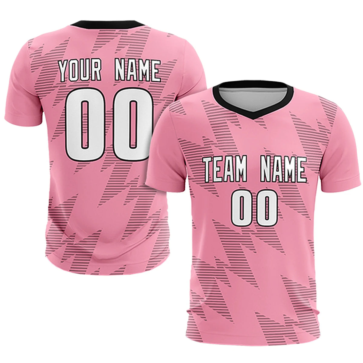 Custom Light Pink Black Quick Dry Training Uniform Soccer Sets Jersey