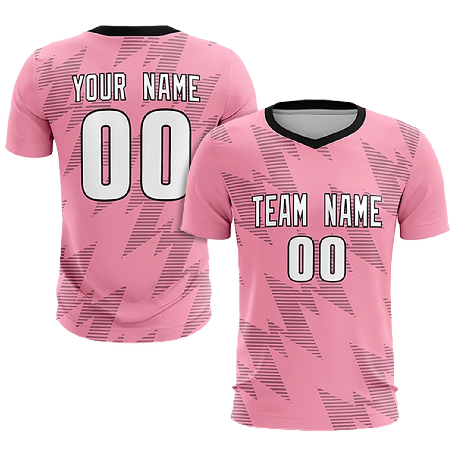 Custom Light Pink Black Quick Dry Training Uniform Soccer Sets Jersey
