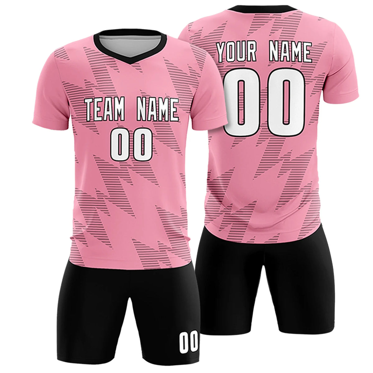 Custom Light Pink Black Quick Dry Training Uniform Soccer Sets Jersey