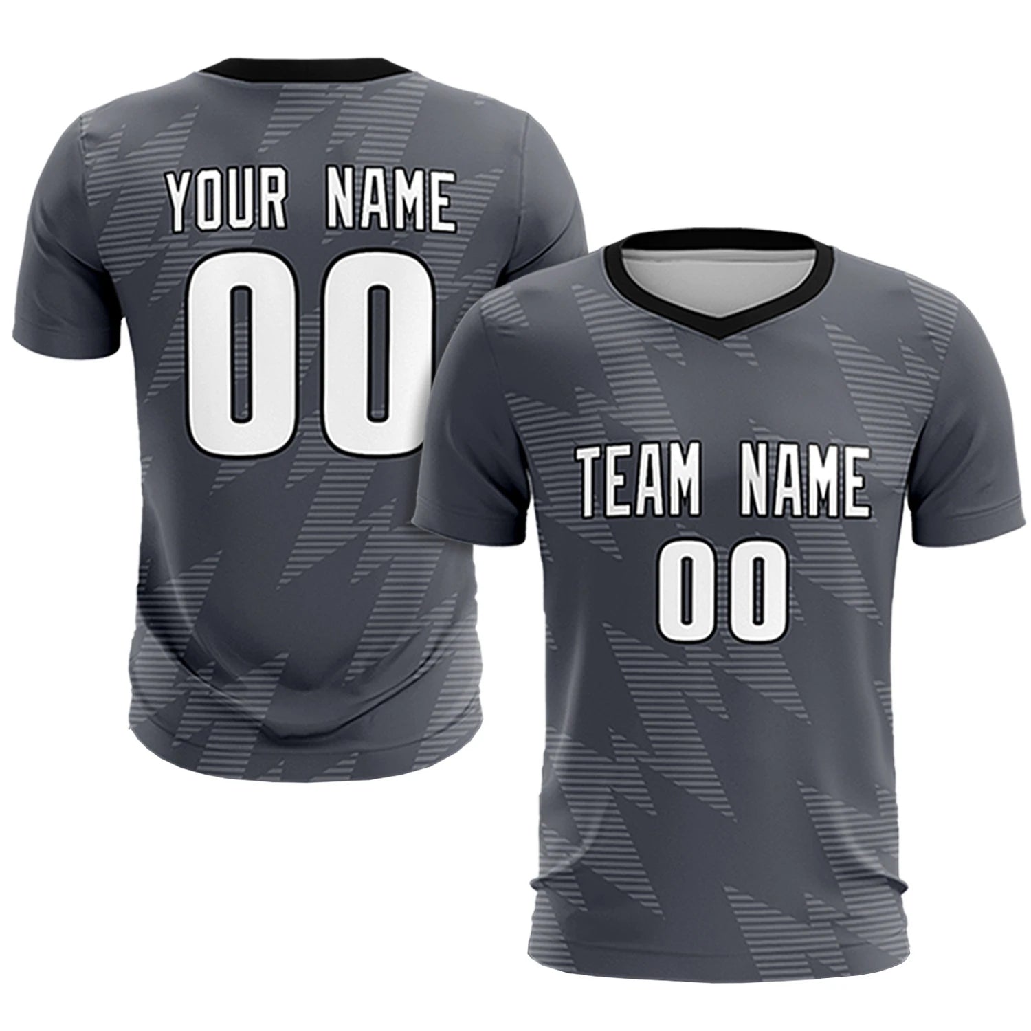 Custom Gray Black Quick Dry Training Uniform Soccer Sets Jersey