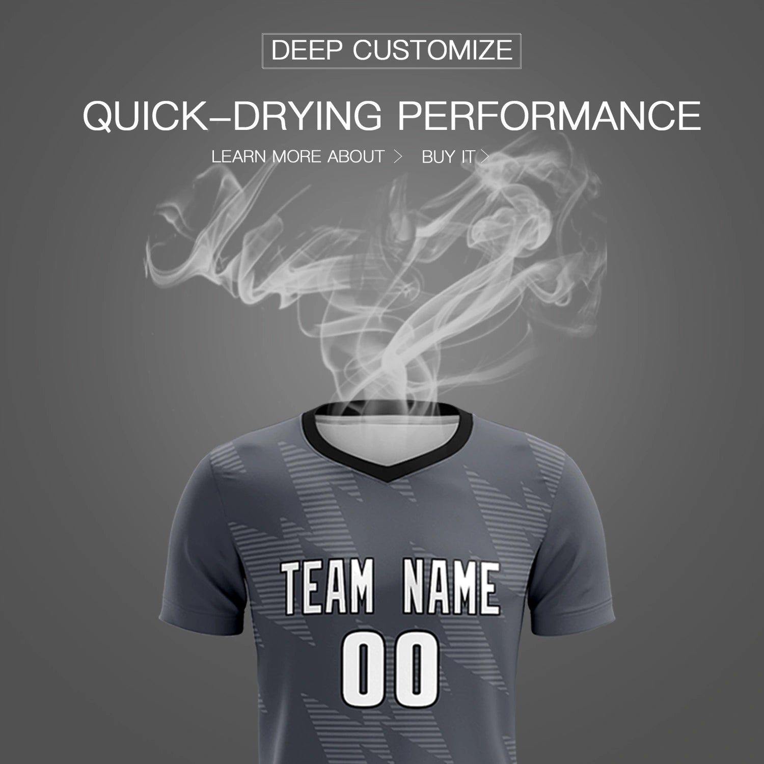 Custom Gray Black Quick Dry Training Uniform Soccer Sets Jersey