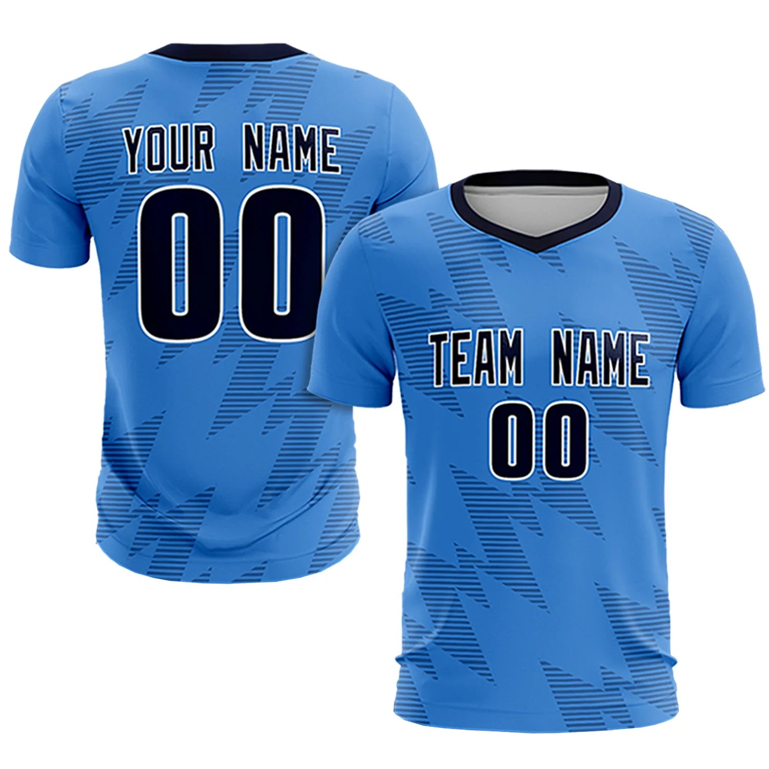Custom Powder Blue Navy Quick Dry Training Uniform Soccer Sets Jersey