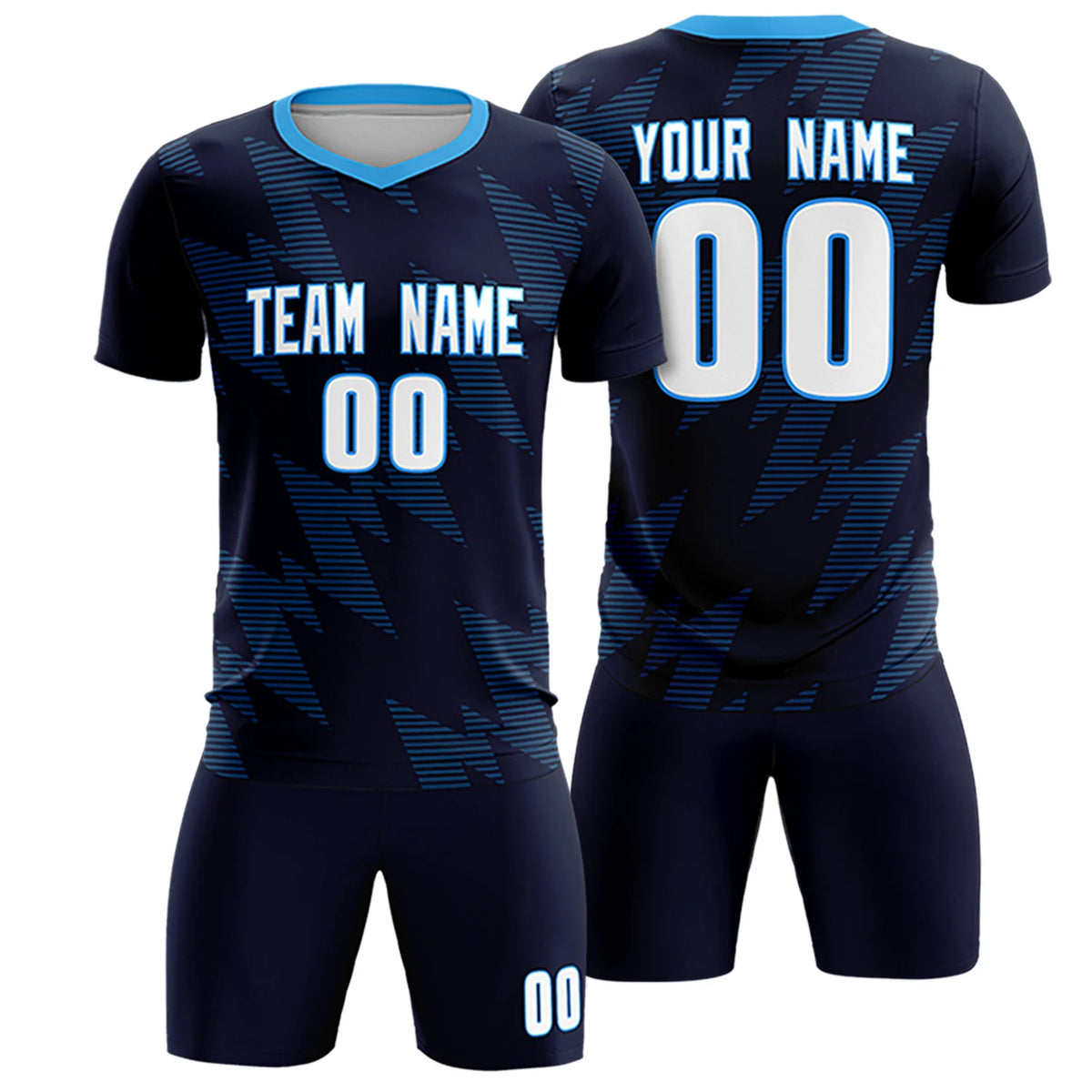 Custom Navy Black Quick Dry Training Uniform Soccer Sets Jersey