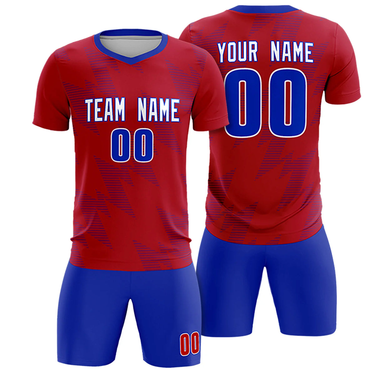 Custom Red Royal Blue Quick Dry Training Uniform Soccer Sets Jersey