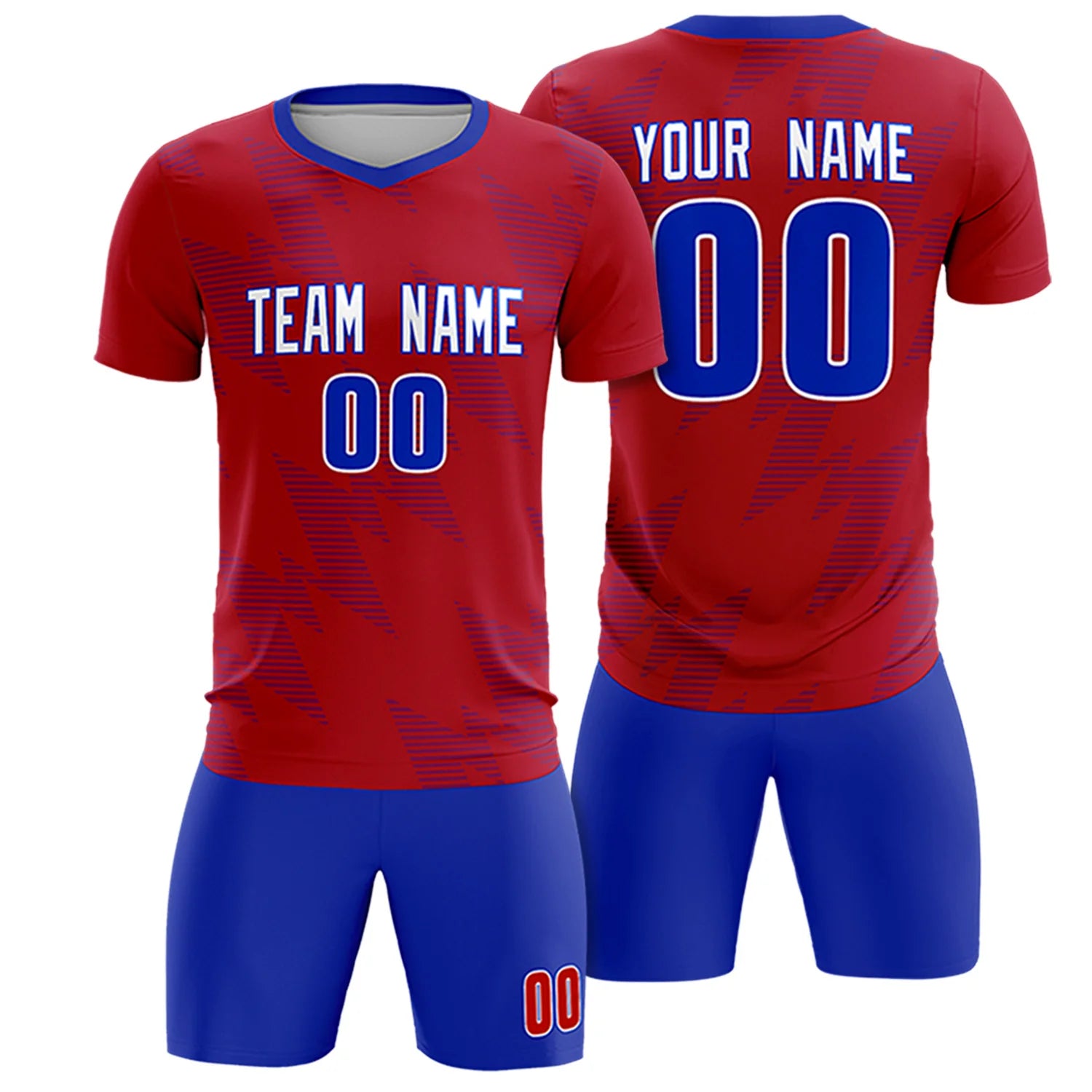 Custom Red Royal Blue Quick Dry Training Uniform Soccer Sets Jersey