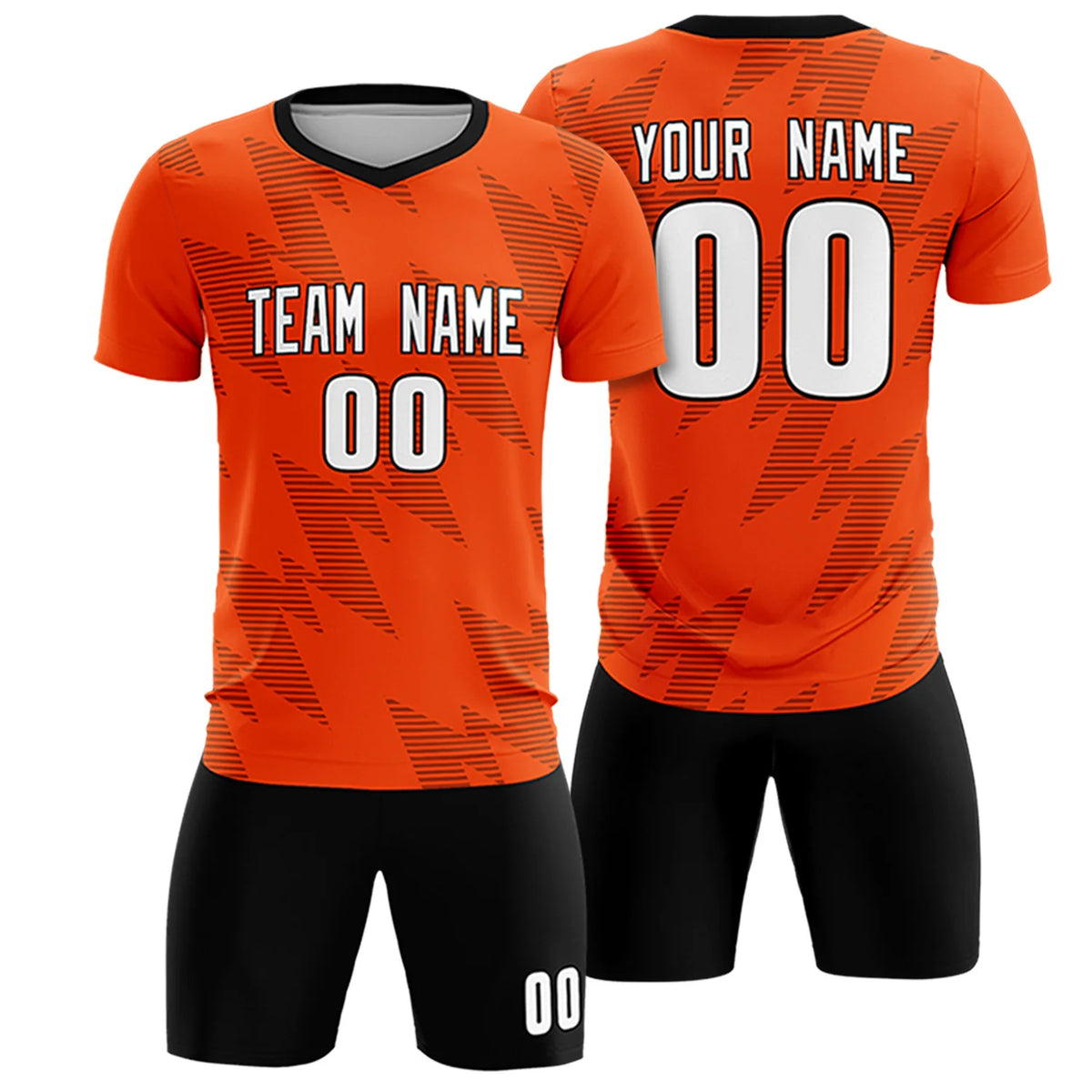 Custom Orange Black Quick Dry Training Uniform Soccer Sets Jersey