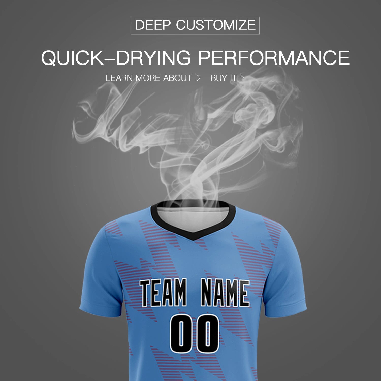 Custom Powder Blue Red Quick Dry Training Uniform Soccer Sets Jersey