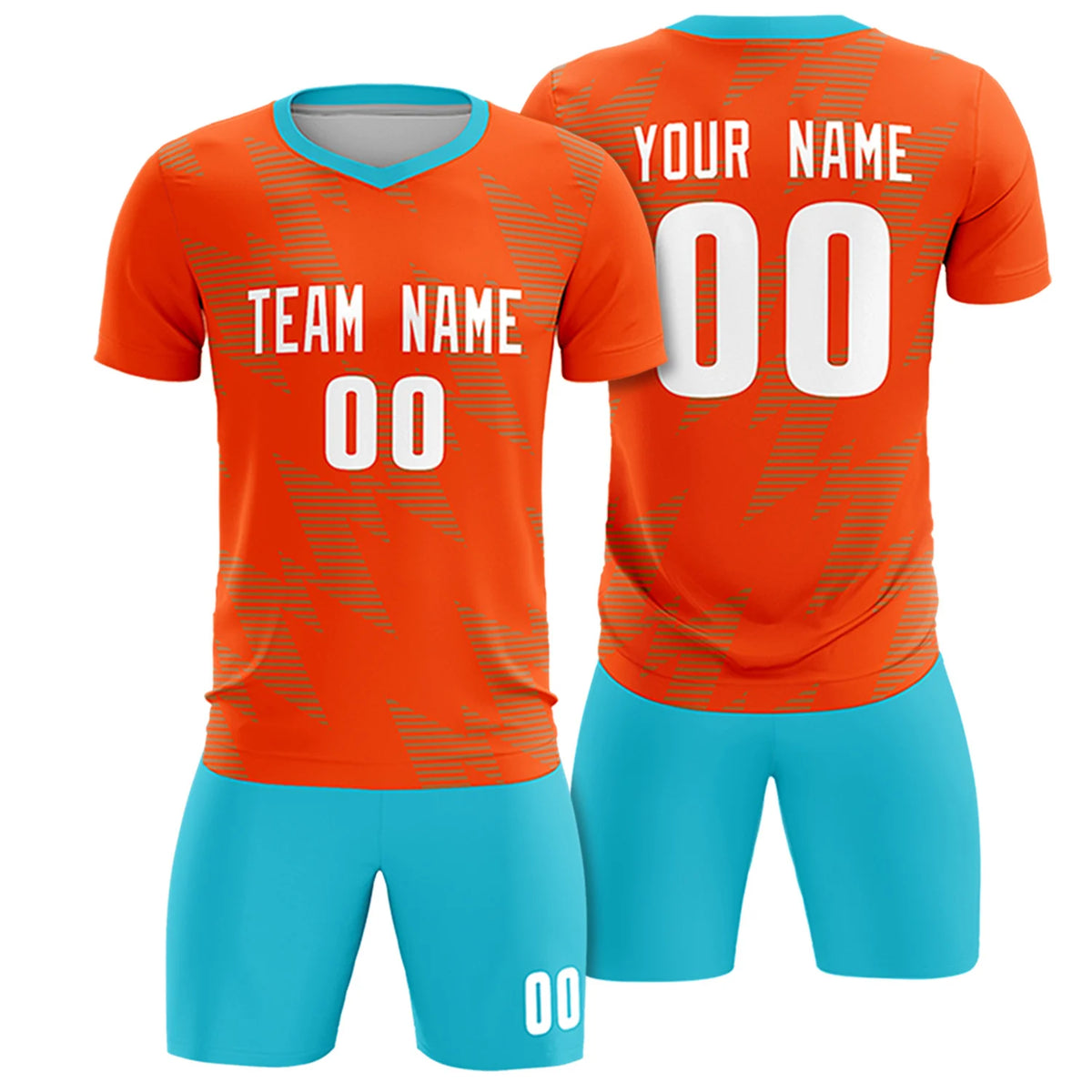 Custom Orange Aqua Quick Dry Training Uniform Soccer Sets Jersey
