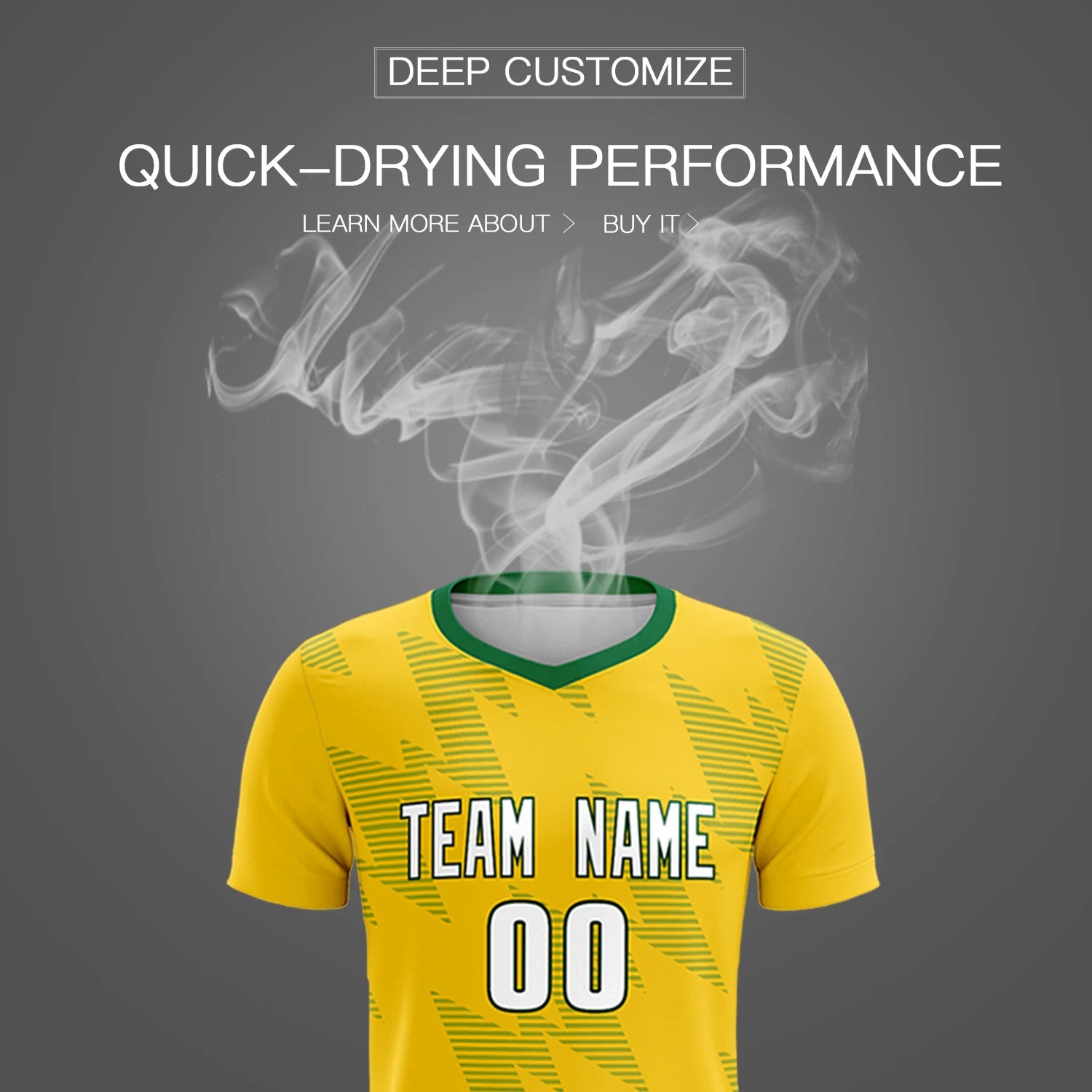 Custom Gold01 Green Quick Dry Training Uniform Soccer Sets Jersey