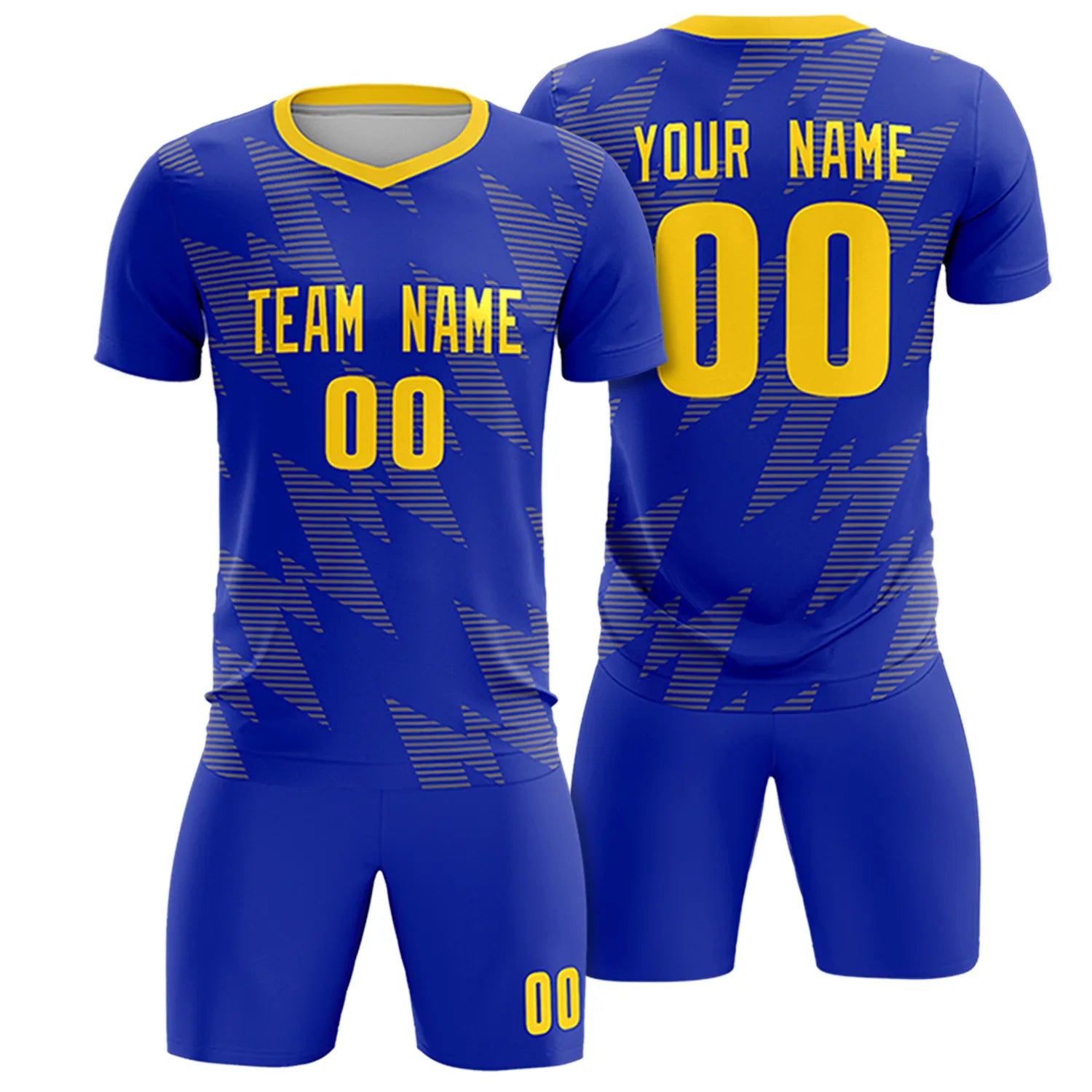 Custom Royal Blue Gold01 Quick Dry Training Uniform Soccer Sets Jersey