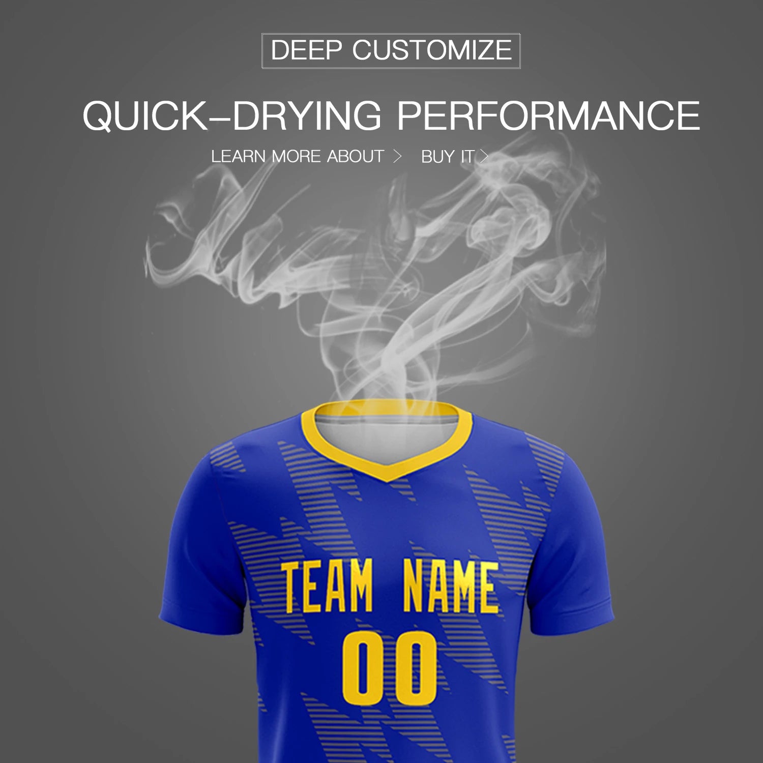 Custom Royal Blue Gold01 Quick Dry Training Uniform Soccer Sets Jersey