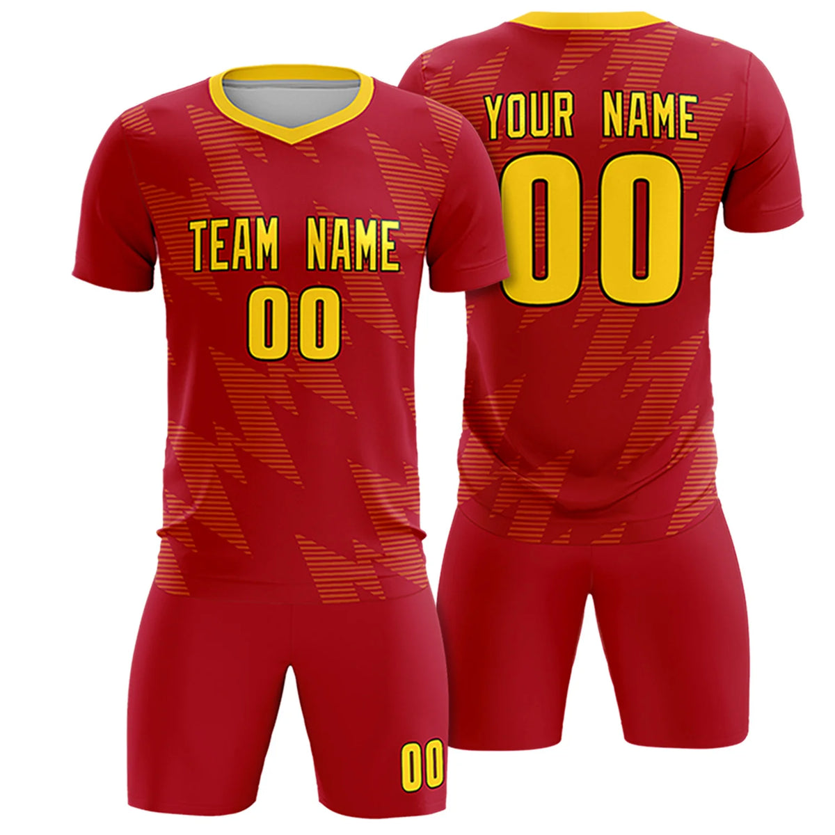 Custom Red Gold01 Quick Dry Training Uniform Soccer Sets Jersey