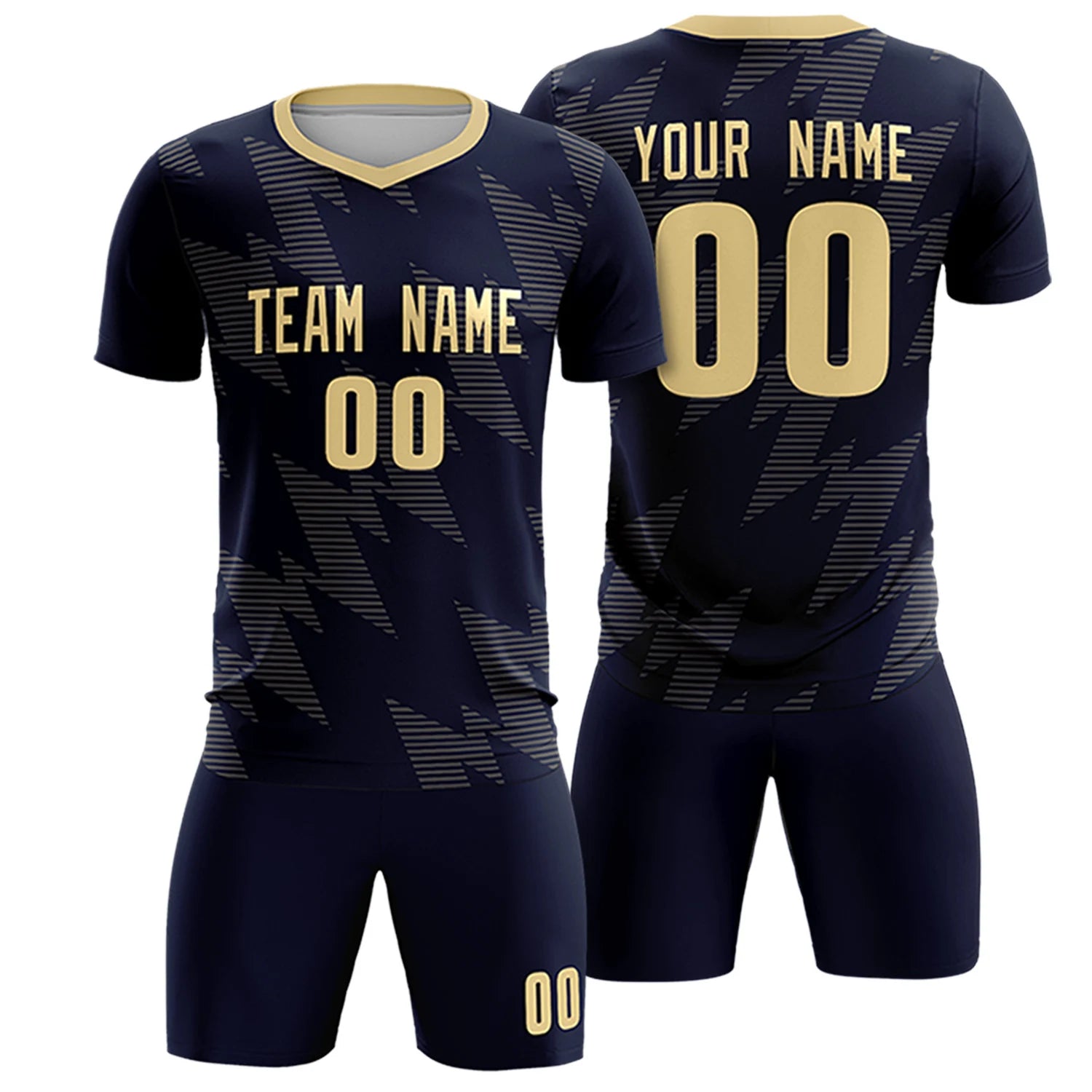 Custom Navy Khaki Quick Dry Training Uniform Soccer Sets Jersey