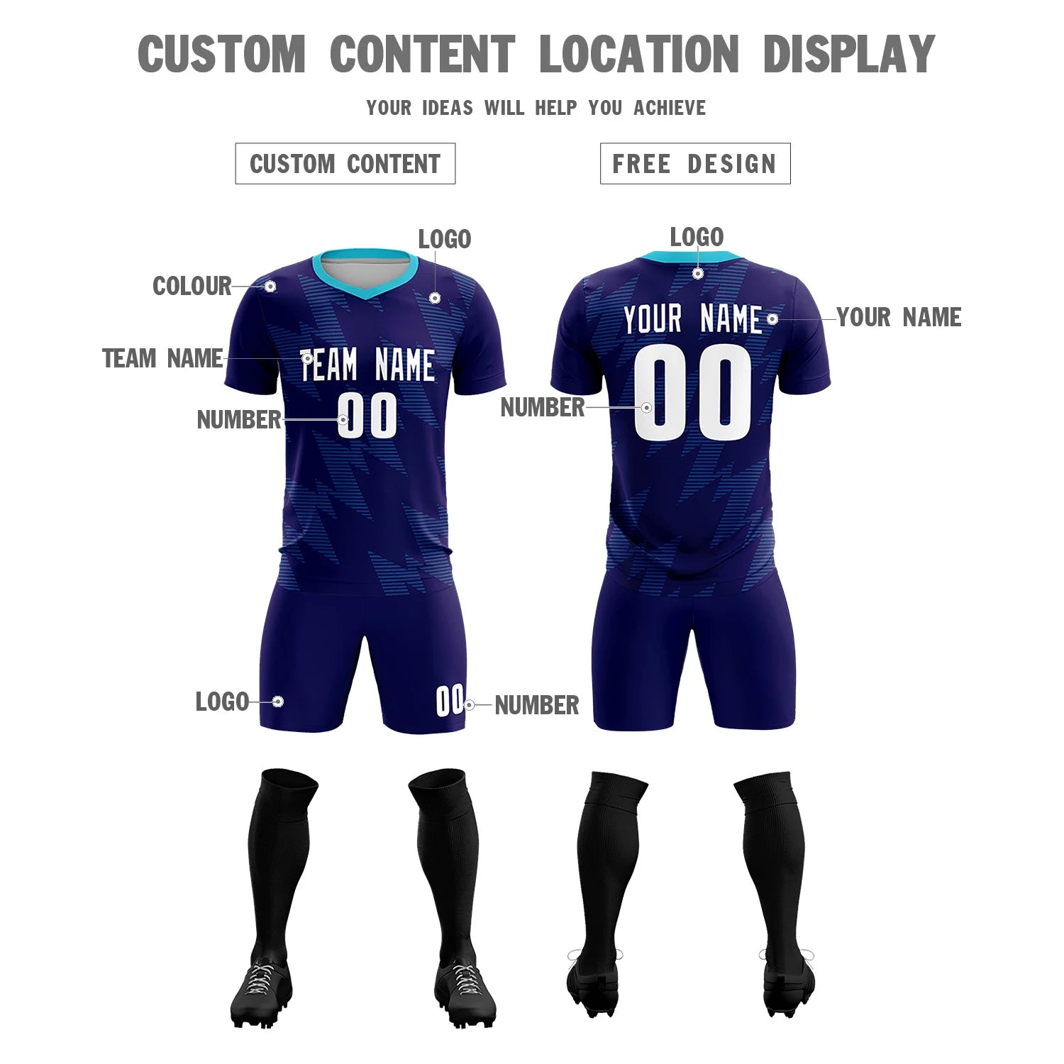 Custom Navy Khaki Quick Dry Training Uniform Soccer Sets Jersey
