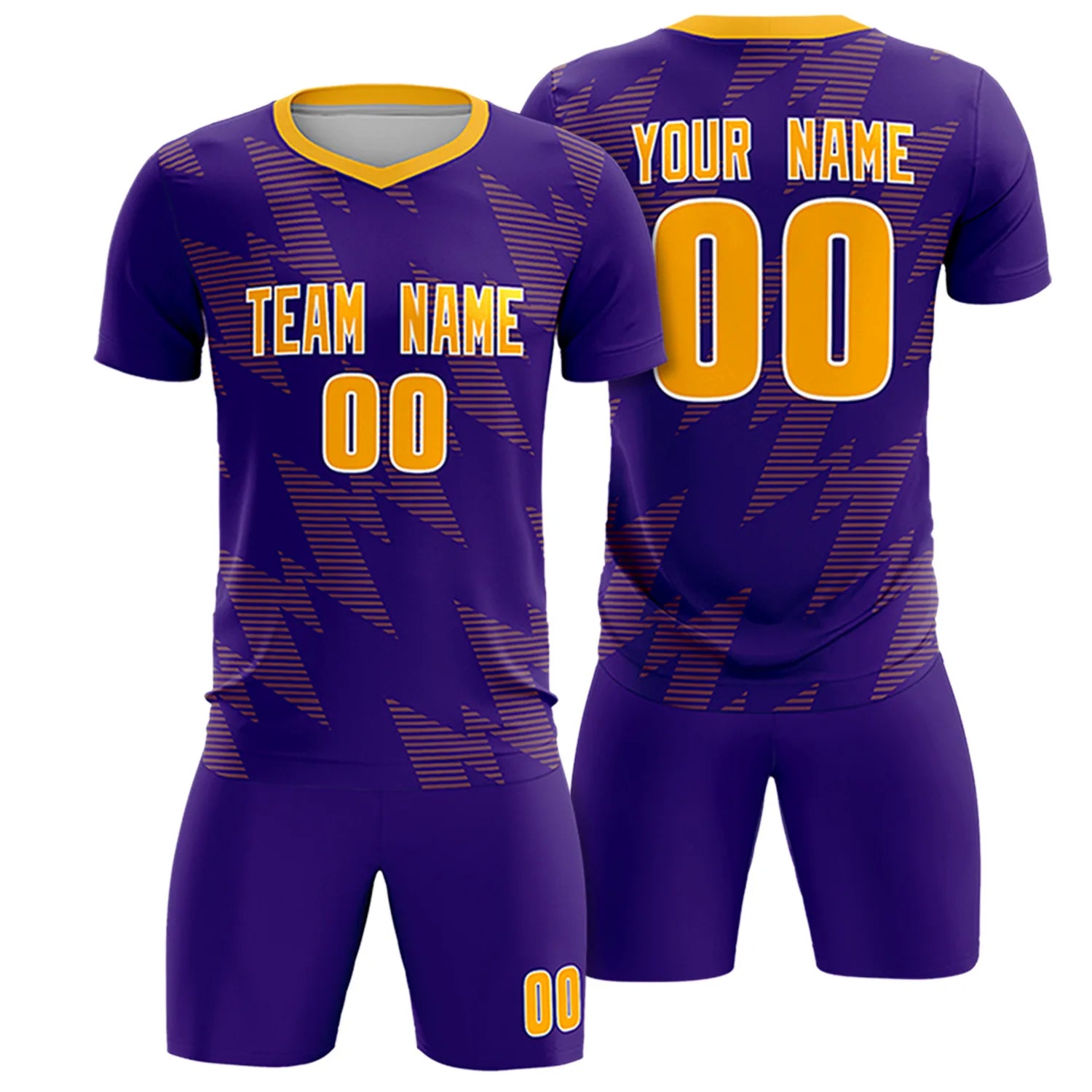 Custom Purple Gold01 Quick Dry Training Uniform Soccer Sets Jersey