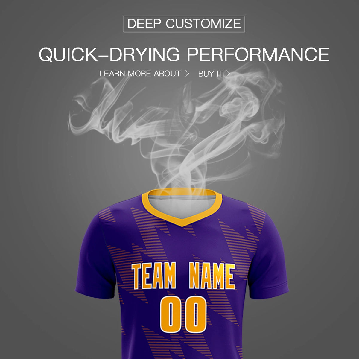 Custom Purple Gold01 Quick Dry Training Uniform Soccer Sets Jersey