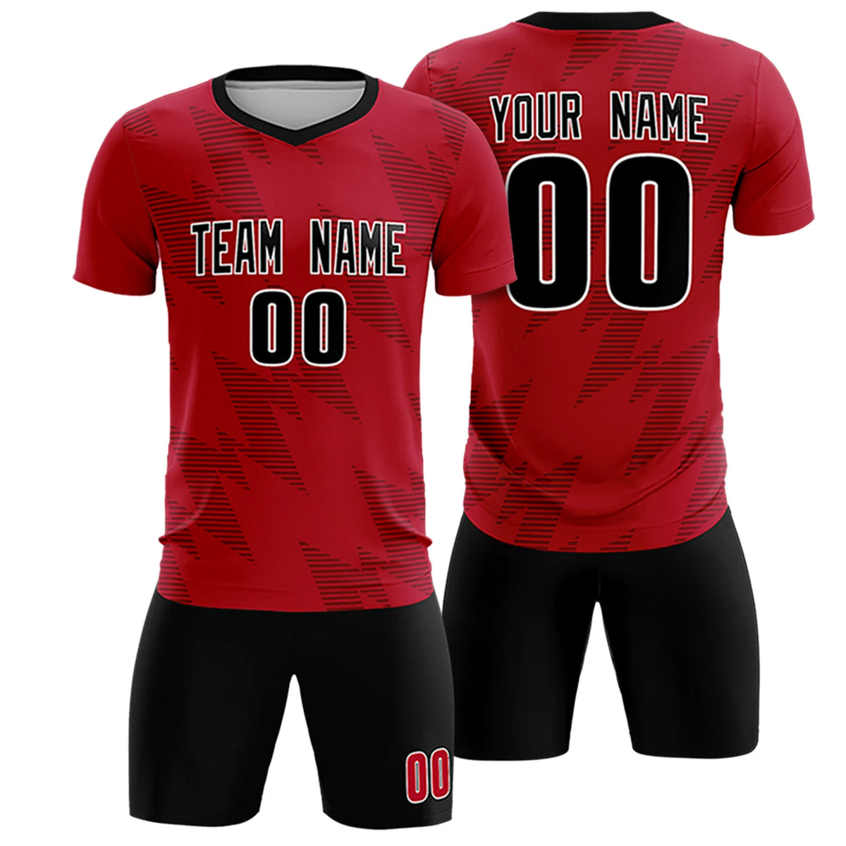 Custom Red Black Quick Dry Training Uniform Soccer Sets Jersey