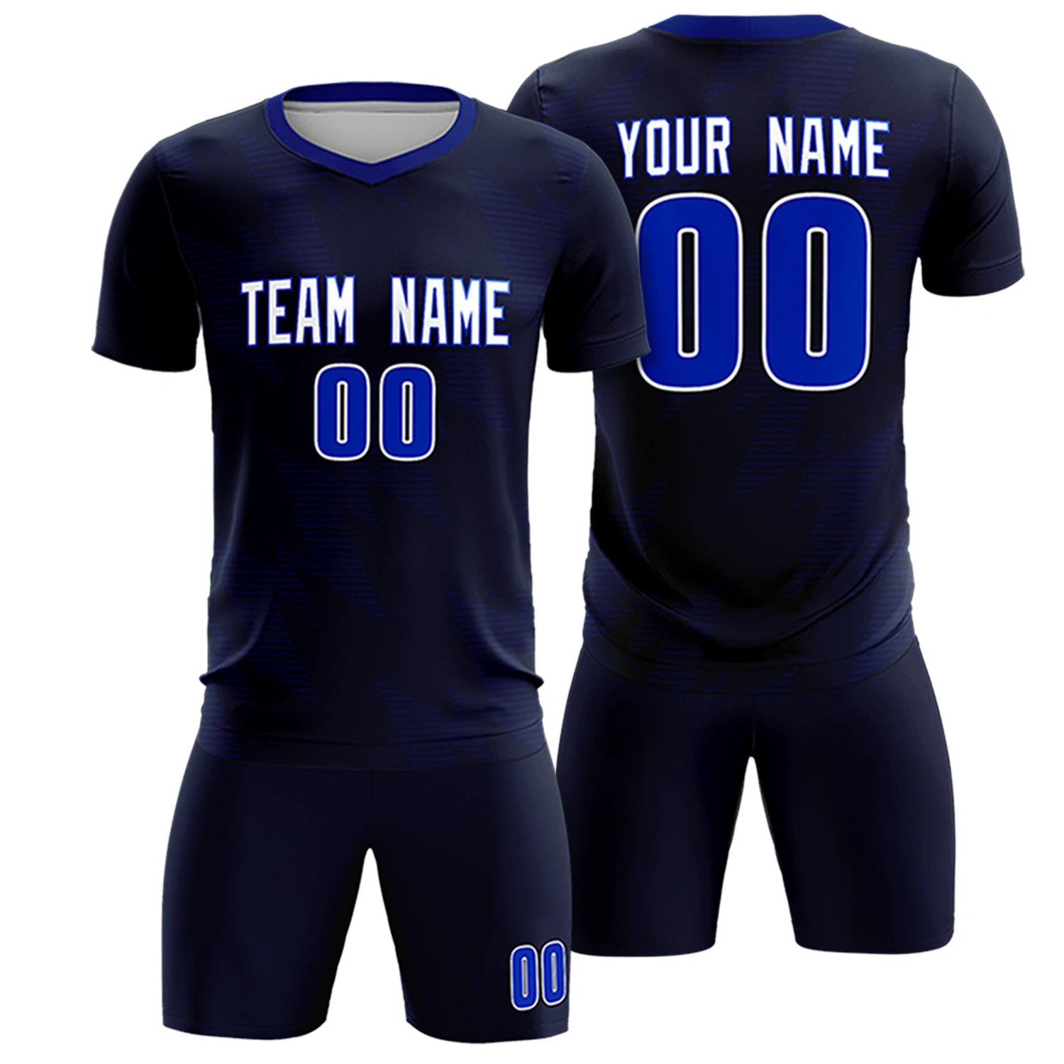 Custom Navy Royal Blue Quick Dry Training Uniform Soccer Sets Jersey