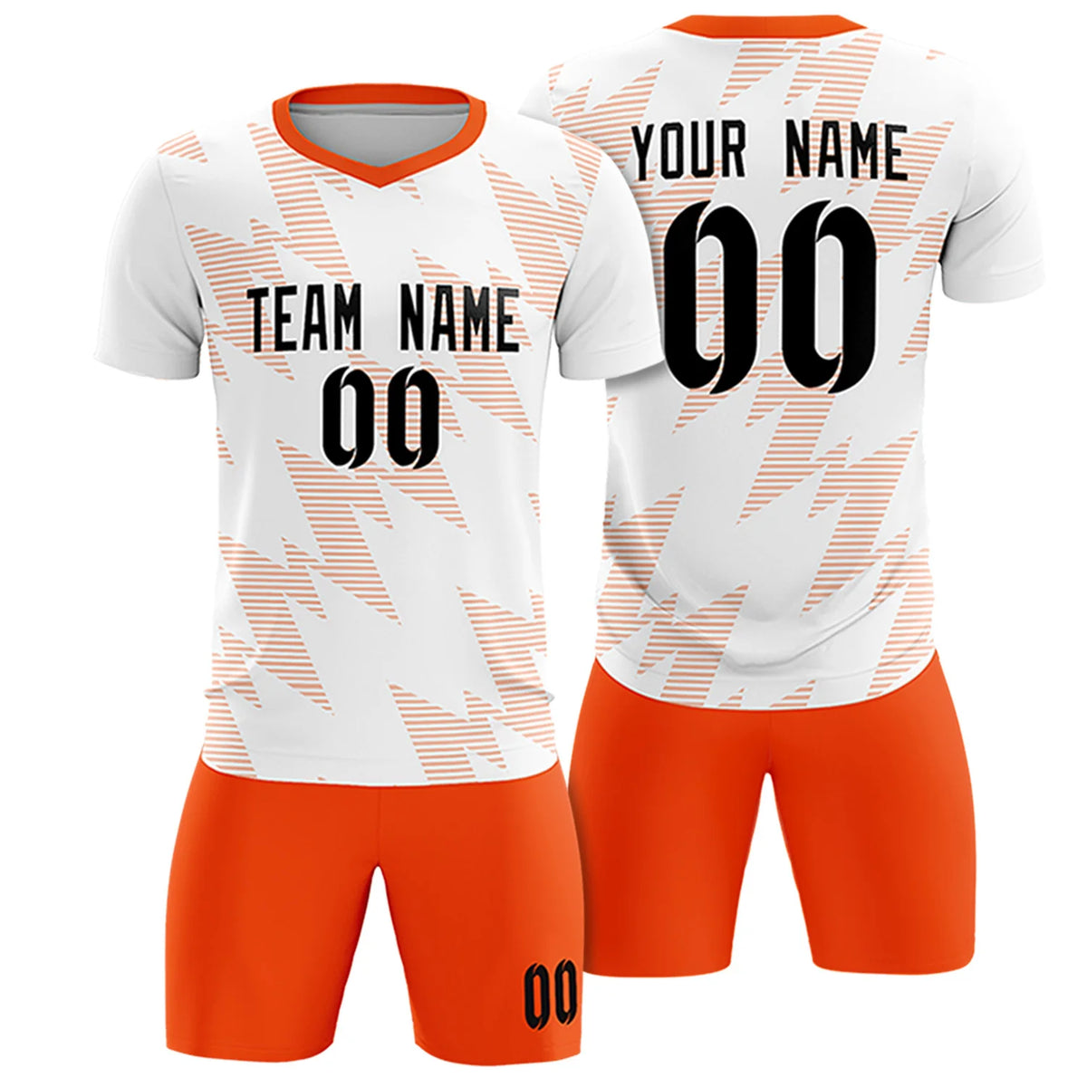 Custom White Orange Quick Dry Training Uniform Soccer Sets Jersey