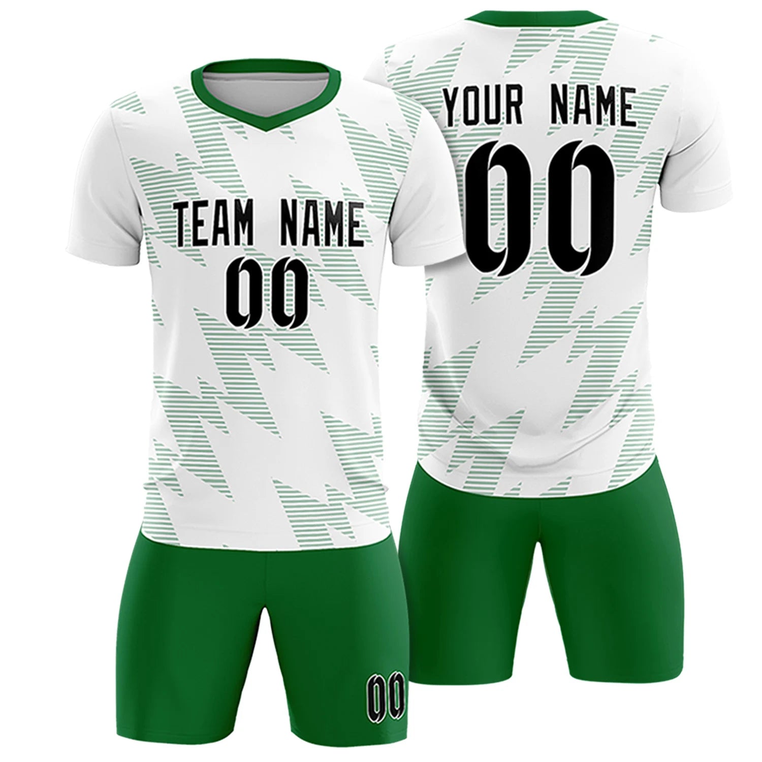 Custom White Kelly Green Quick Dry Training Uniform Soccer Sets Jersey
