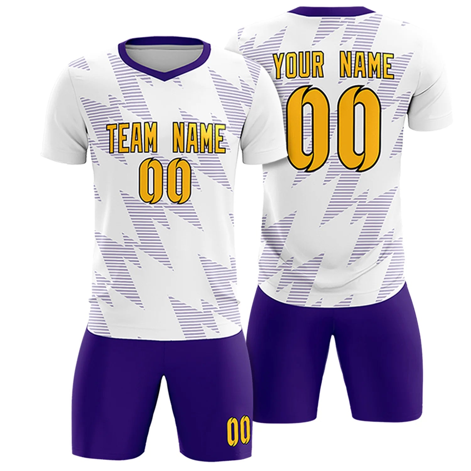 Custom White Purple Quick Dry Training Uniform Soccer Sets Jersey