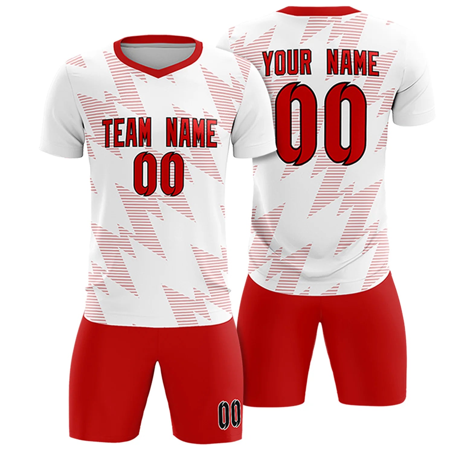 Custom White Red Quick Dry Training Uniform Soccer Sets Jersey