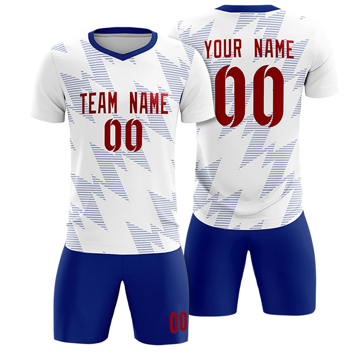 Custom White Royal Blue Quick Dry Training Uniform Soccer Sets Jersey