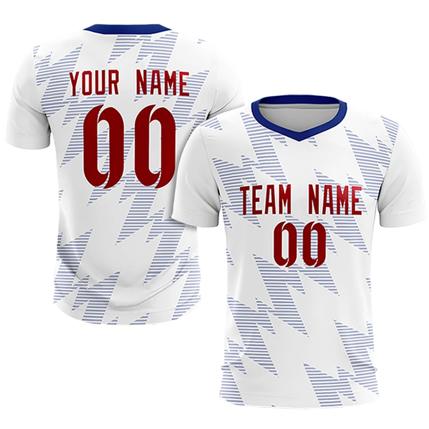 Custom White Royal Blue Quick Dry Training Uniform Soccer Sets Jersey