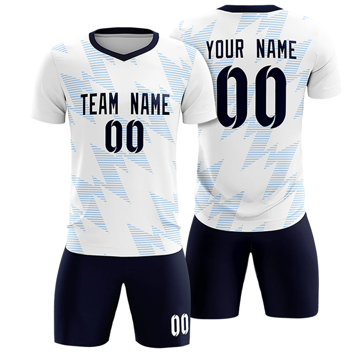 Custom White Light Blue Quick Dry Training Uniform Soccer Sets Jersey