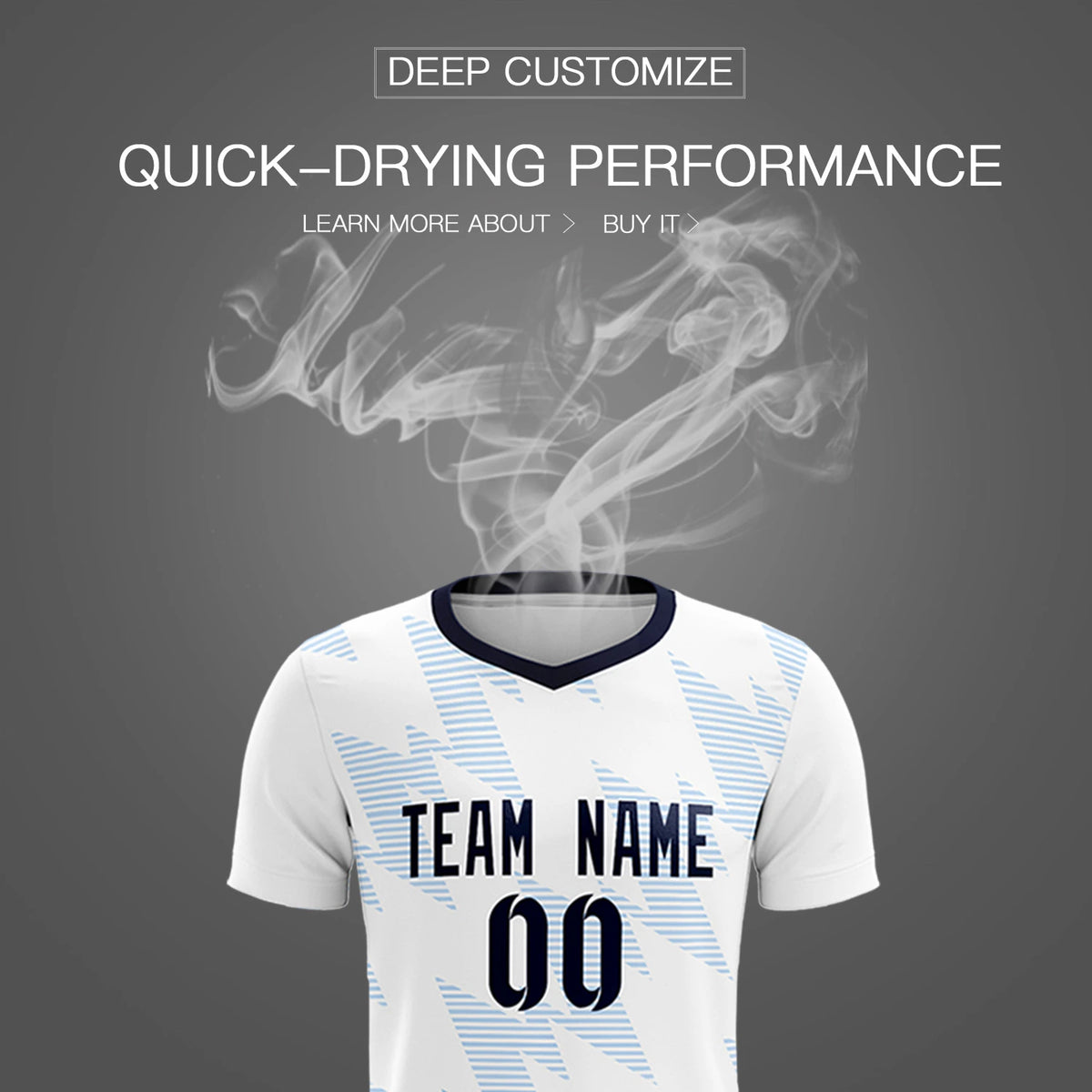 Custom White Light Blue Quick Dry Training Uniform Soccer Sets Jersey