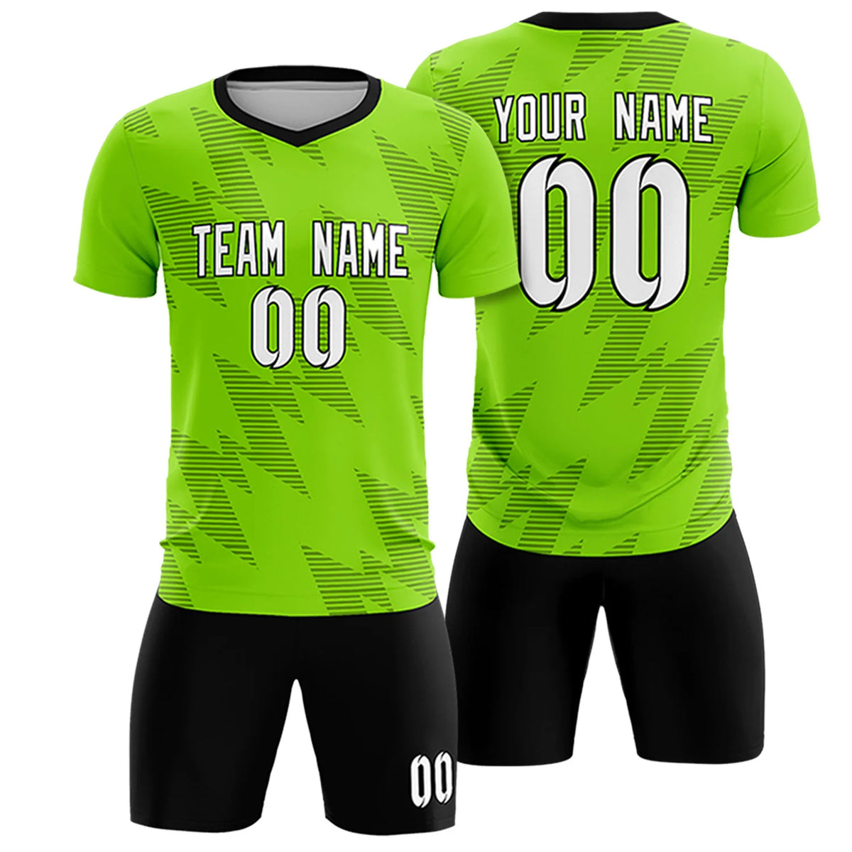 Custom Neon Green Black Quick Dry Training Uniform Soccer Sets Jersey