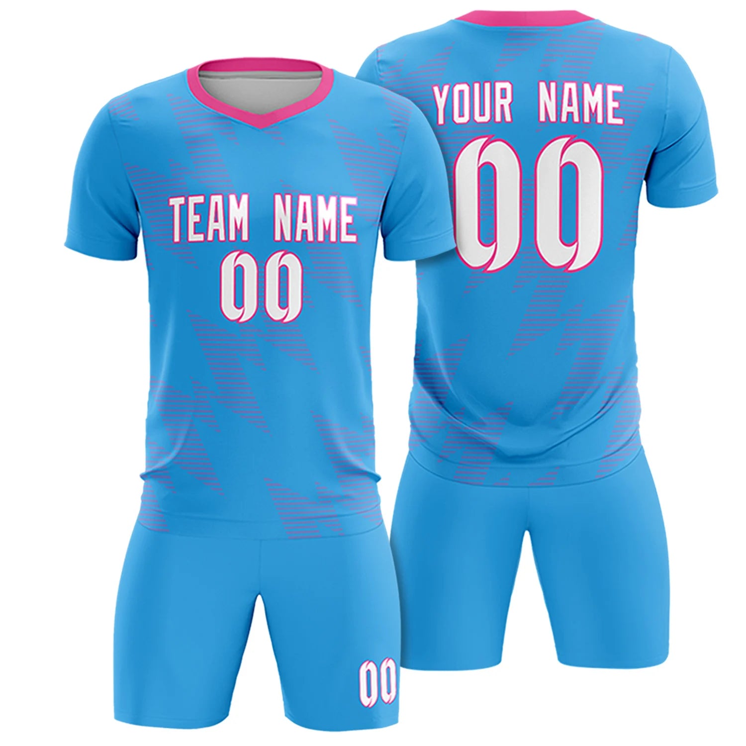 Custom Light Blue Pink Quick Dry Training Uniform Soccer Sets Jersey