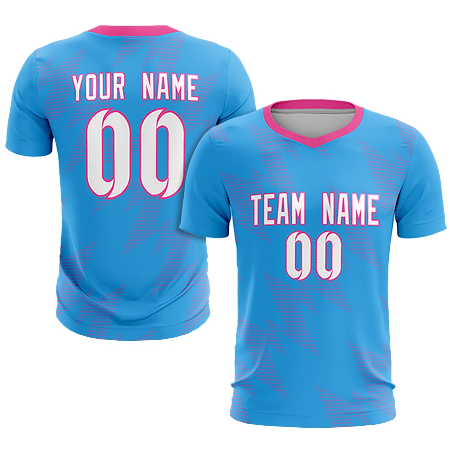 Custom Light Blue Pink Quick Dry Training Uniform Soccer Sets Jersey