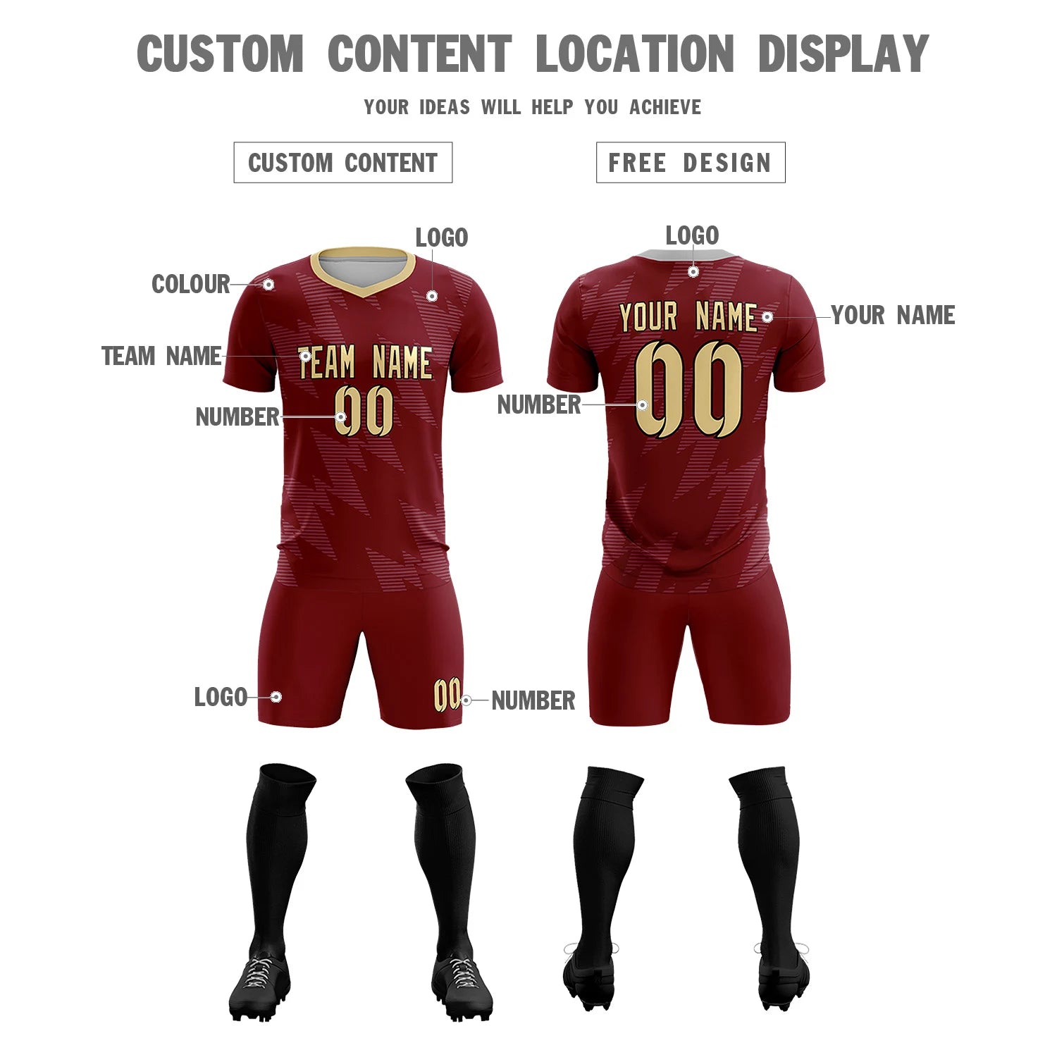 Custom Crimson Gray Quick Dry Training Uniform Soccer Sets Jersey