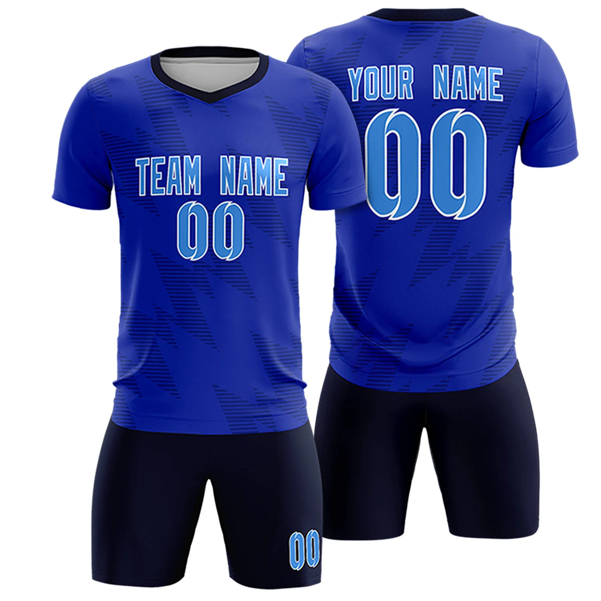 Custom Royal Blue Navy Quick Dry Training Uniform Soccer Sets Jersey