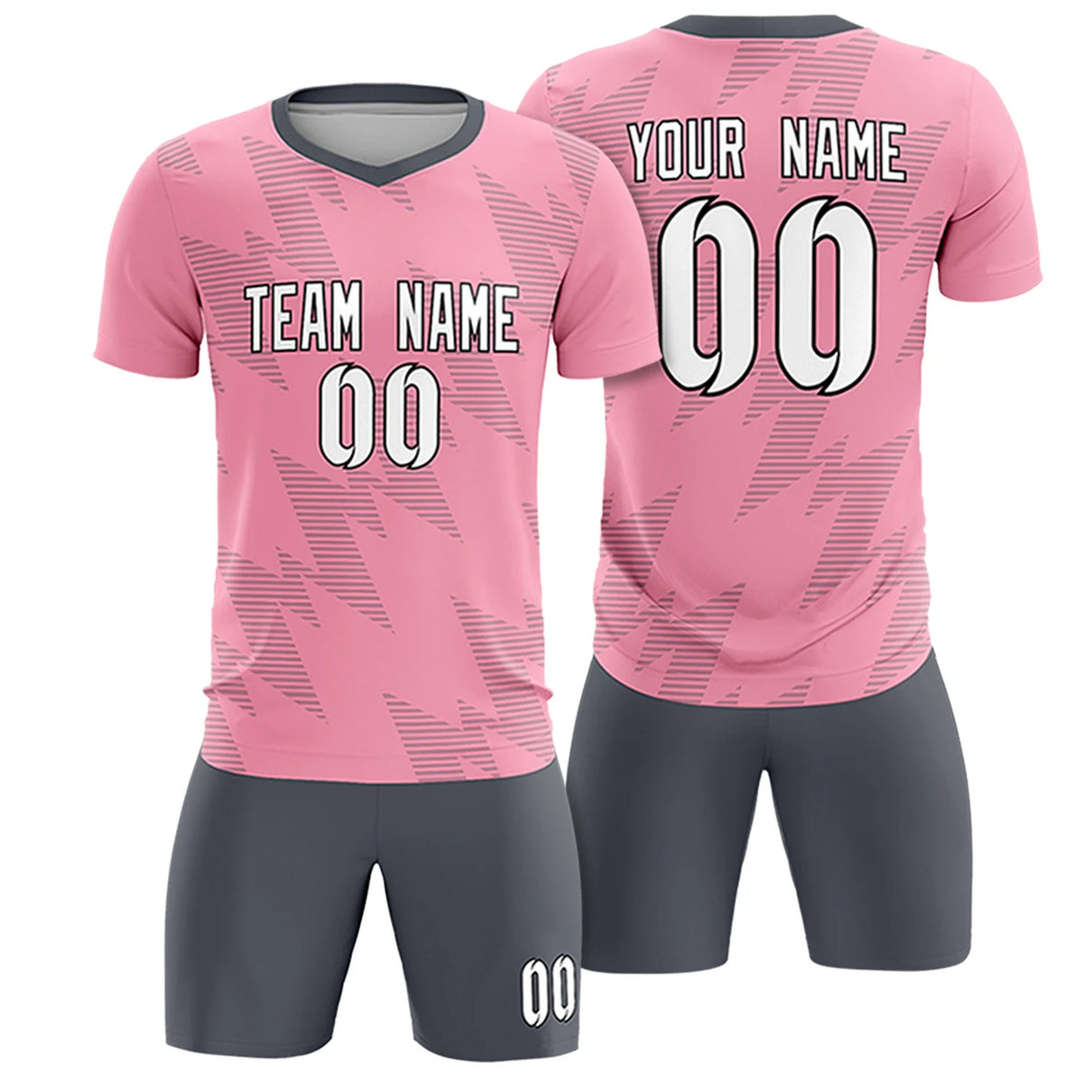 Custom Light Pink Gray Quick Dry Training Uniform Soccer Sets Jersey